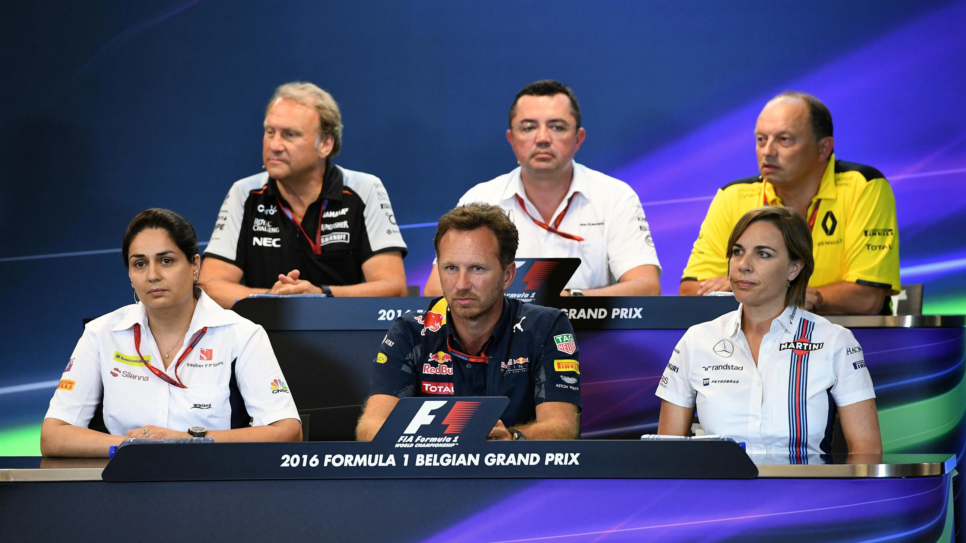 (L to R): Robert Fearnley (GBR) Force India F1 Team Deputy Team Principal, Eric Boullier (FRA)