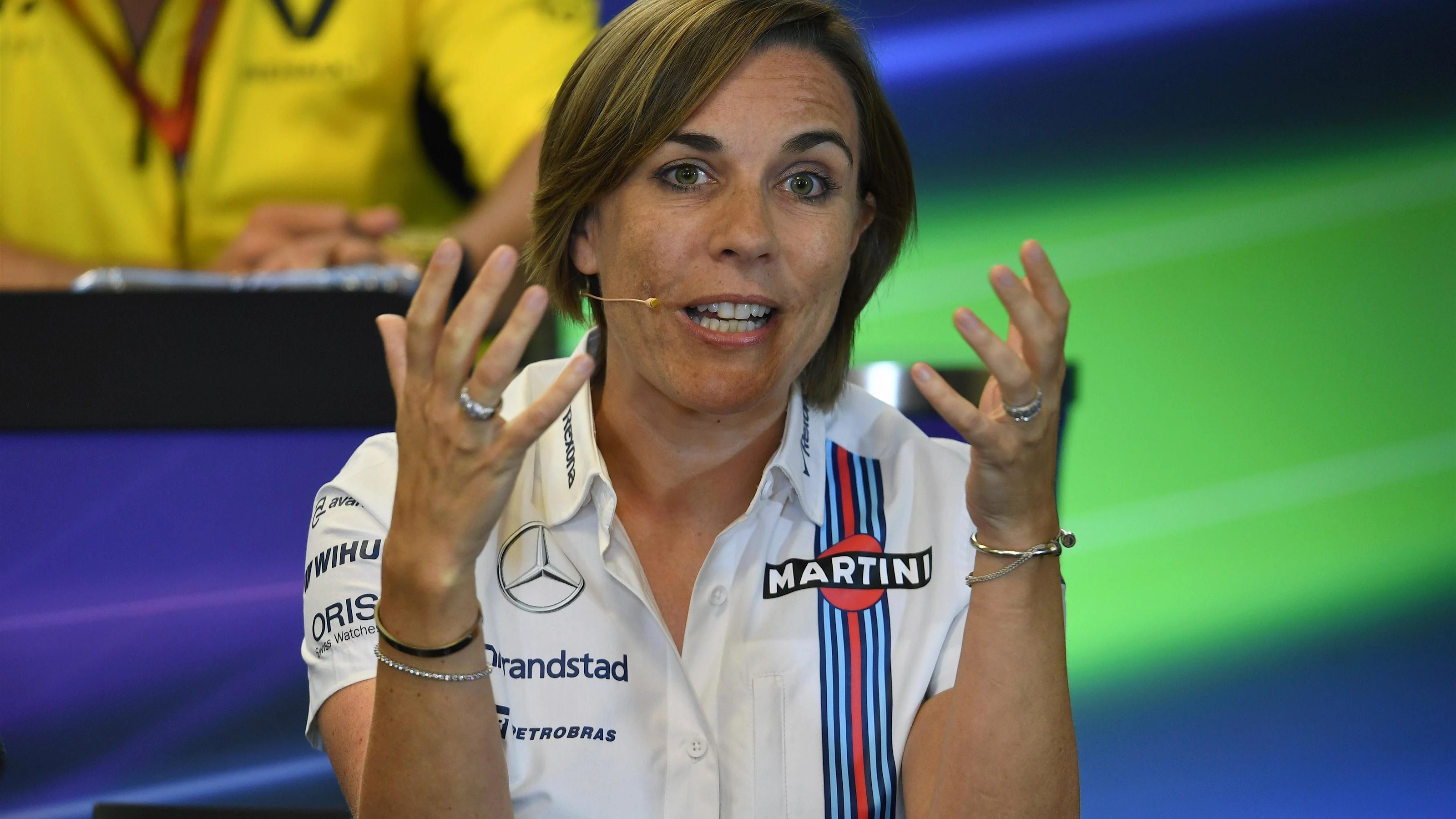 Claire Williams (GBR) Williams Deputy Team Principal in the Press Conference at Formula One World
