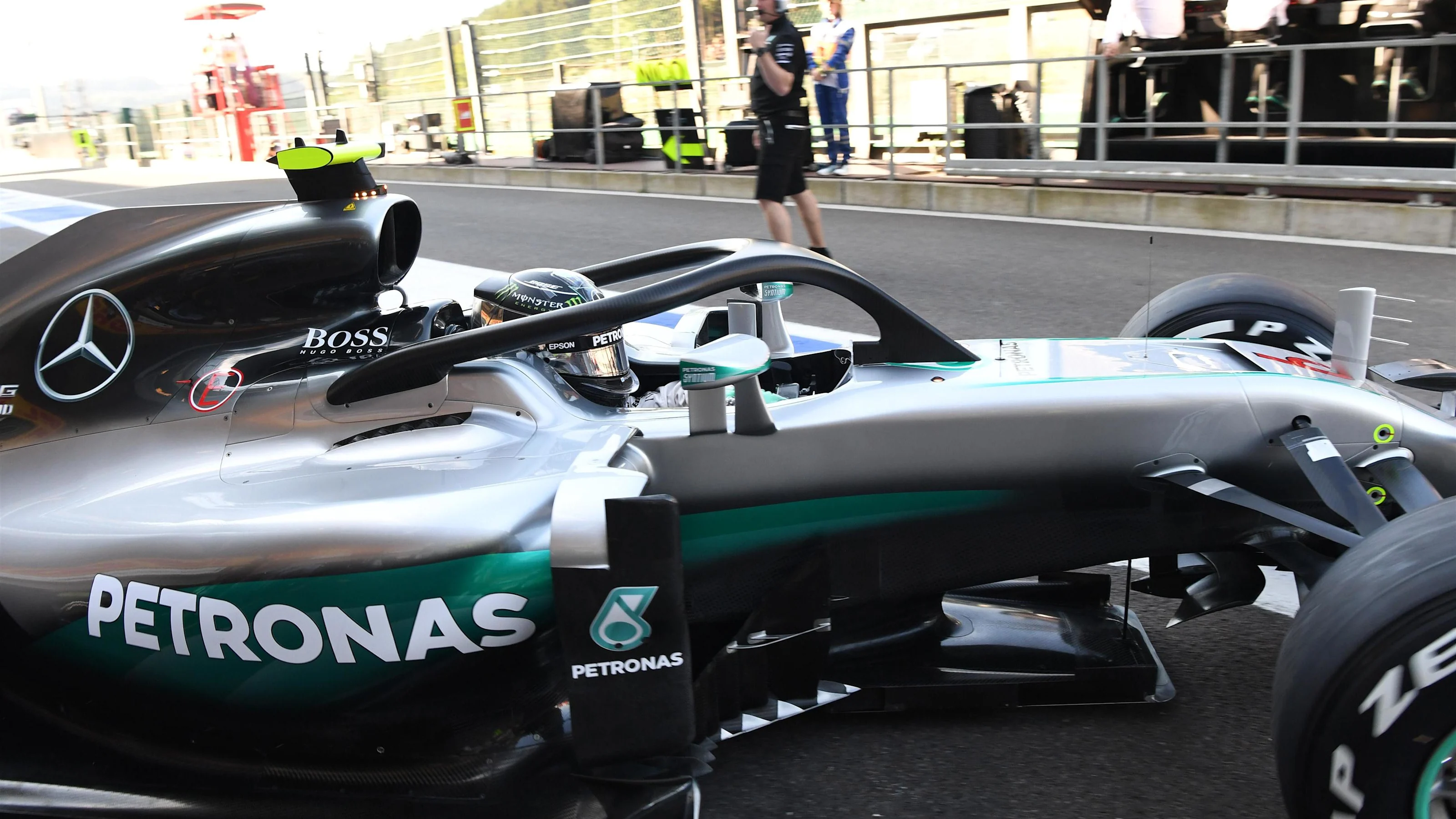 Nico Rosberg (GER) Mercedes-Benz F1 W07 Hybrid with halo at Formula One World Championship, Rd13,