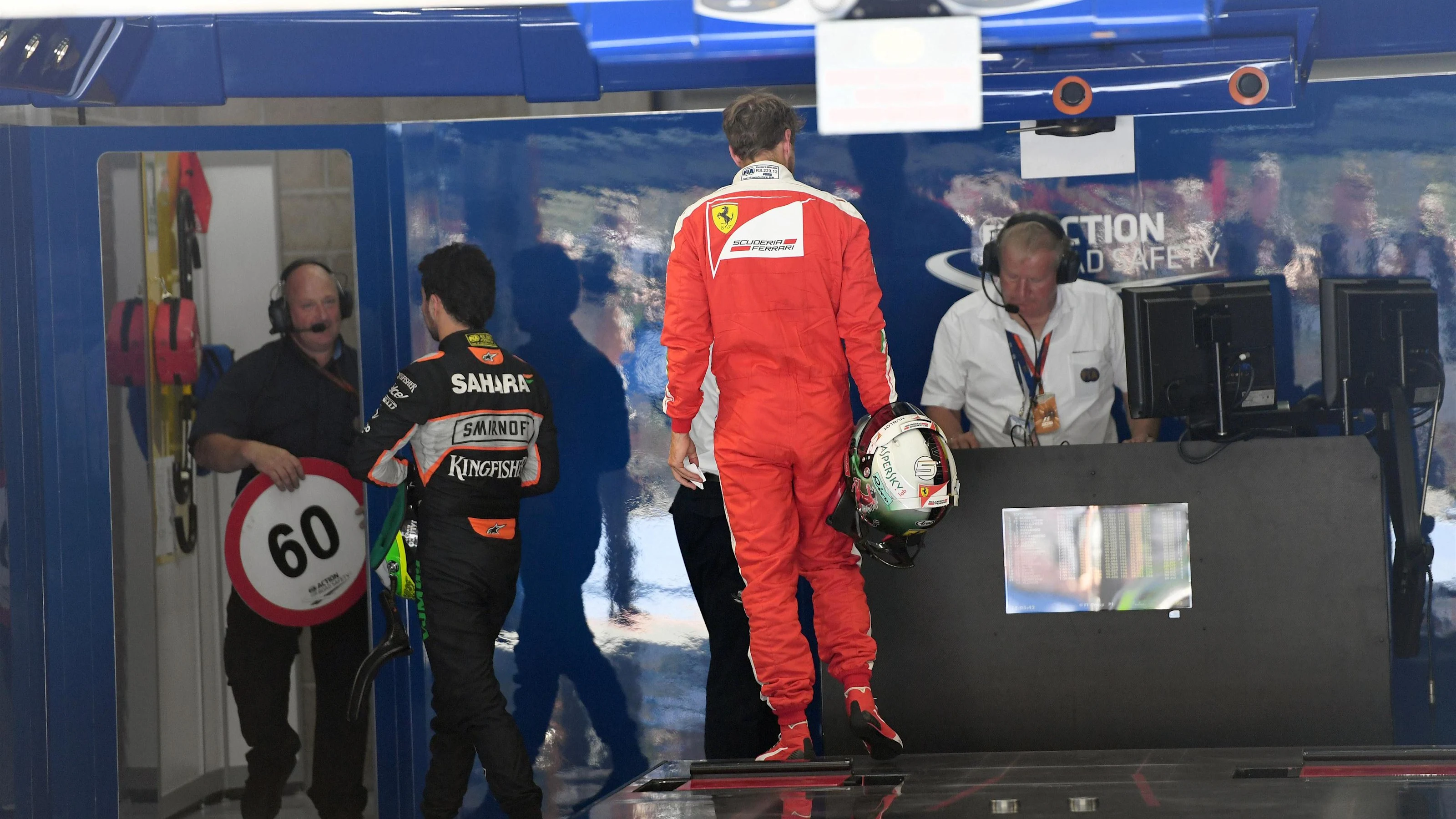 Sebastian Vettel (GER) Ferrari in parc ferme at Formula One World Championship, Rd13, Belgian Grand