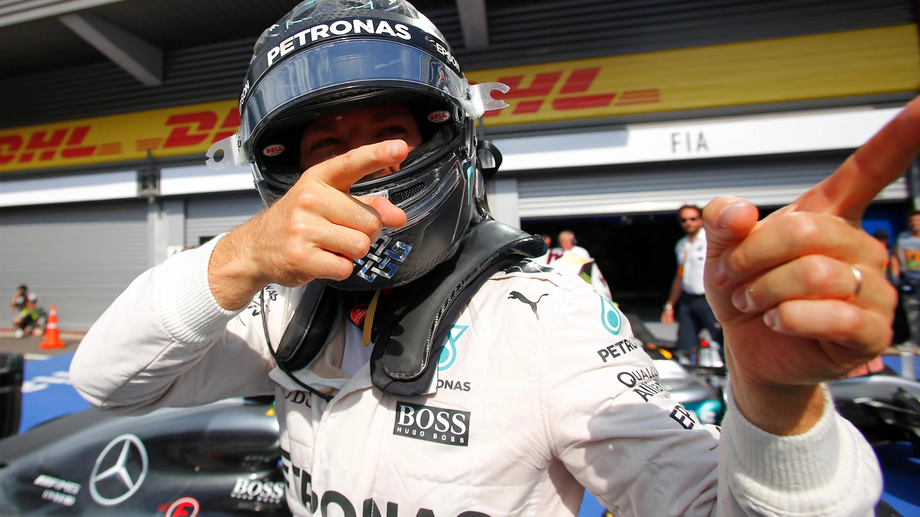 Race winner Nico Rosberg (GER) Mercedes AMG F1 celebrates in Parc ferme at Formula One World