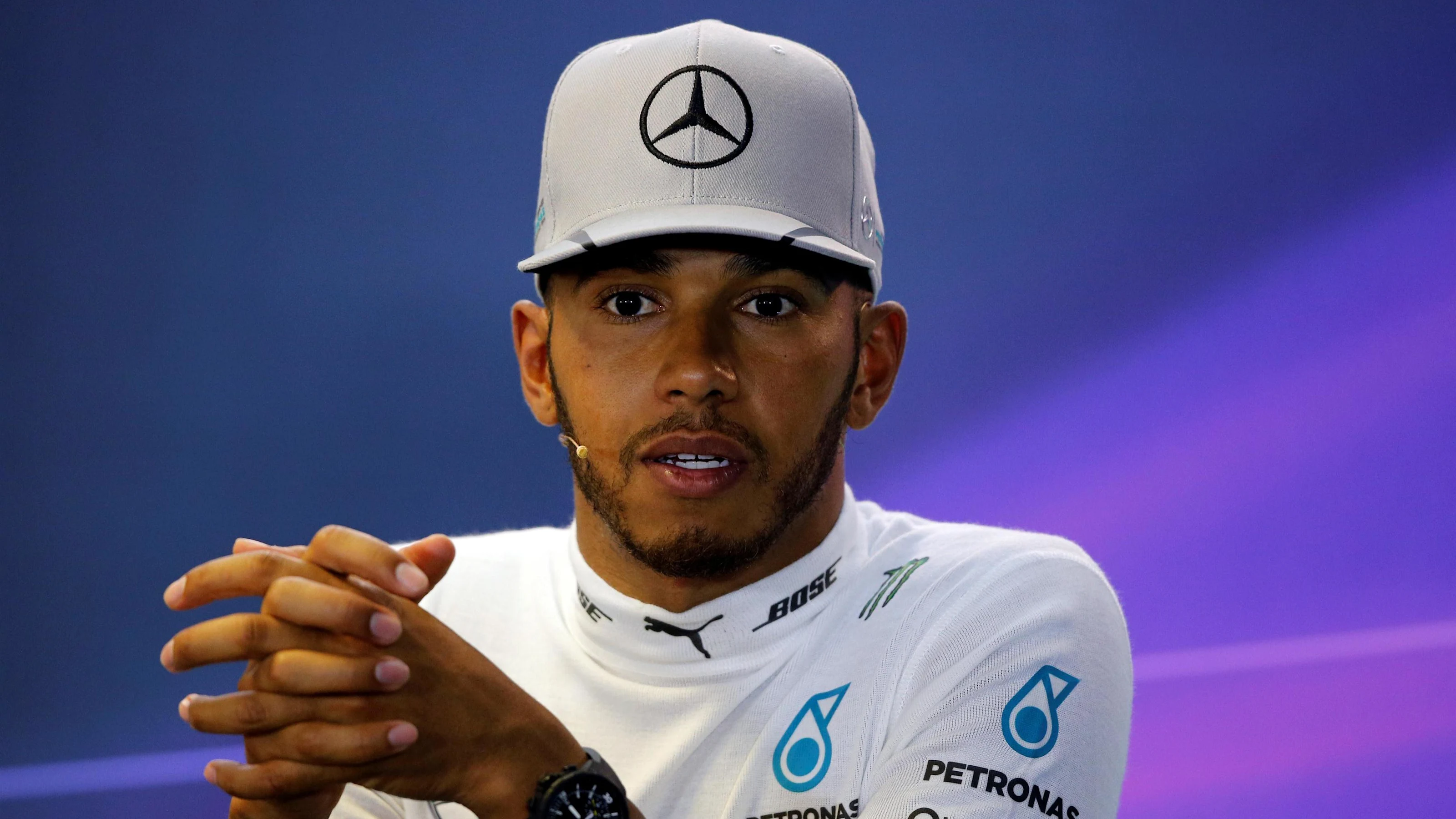 Lewis Hamilton (GBR) Mercedes AMG F1 in the Press Conference at Formula One World Championship,