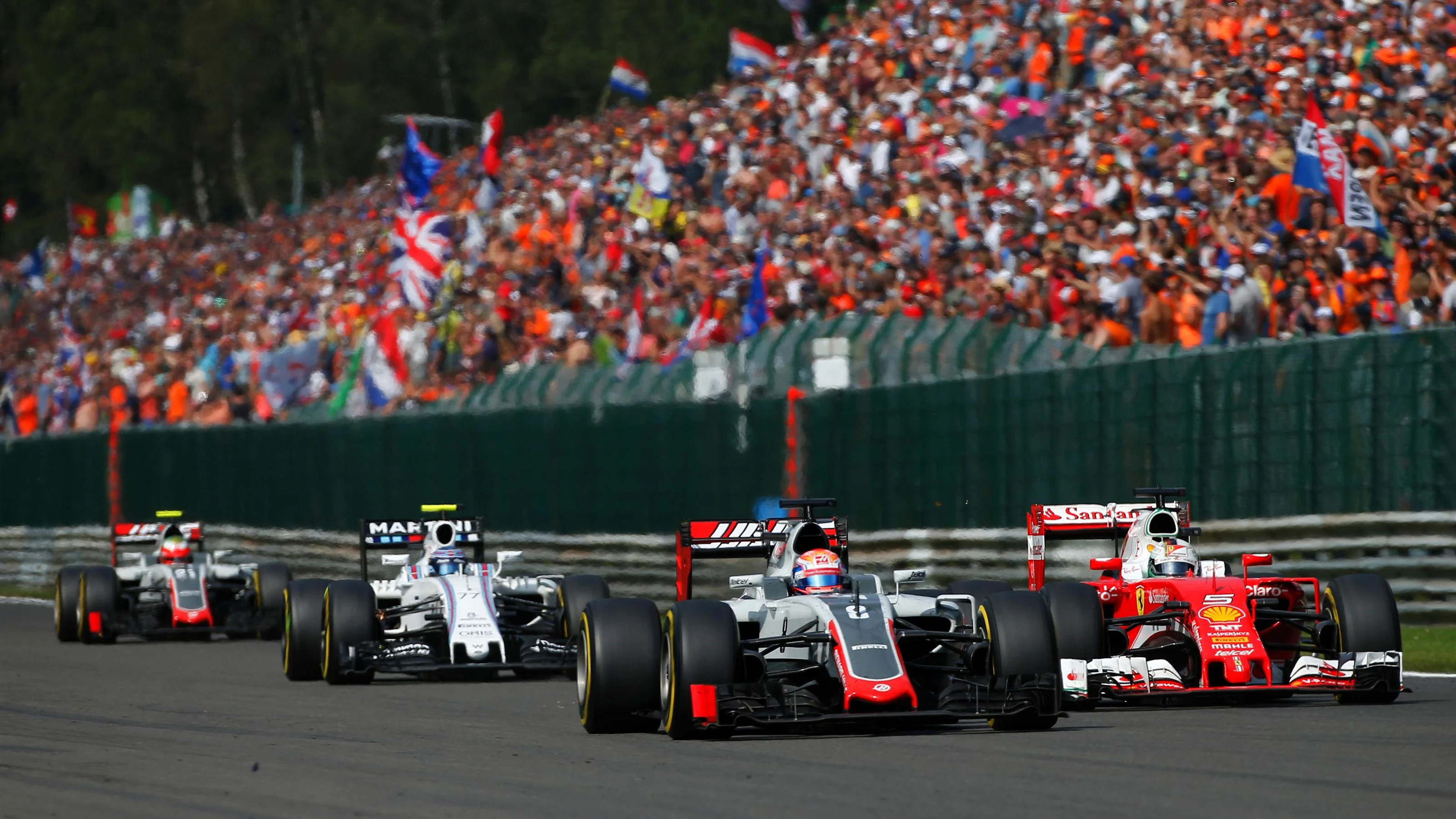 Romain Grosjean (FRA) Haas VF-16 at Formula One World Championship, Rd13, Belgian Grand Prix, Race,