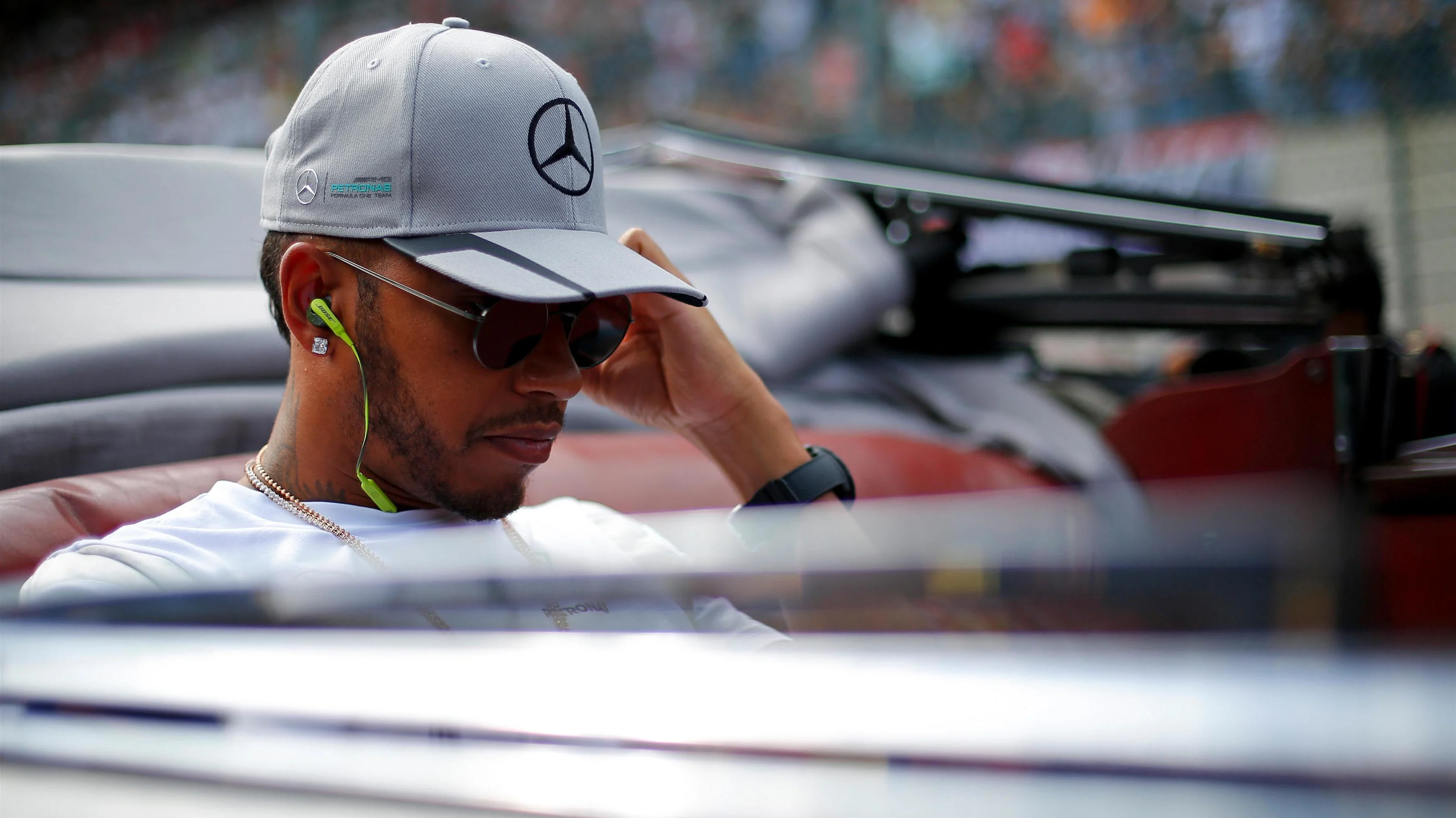 Lewis Hamilton (GBR) Mercedes AMG F1 on the drivers parade at Formula One World Championship, Rd13,