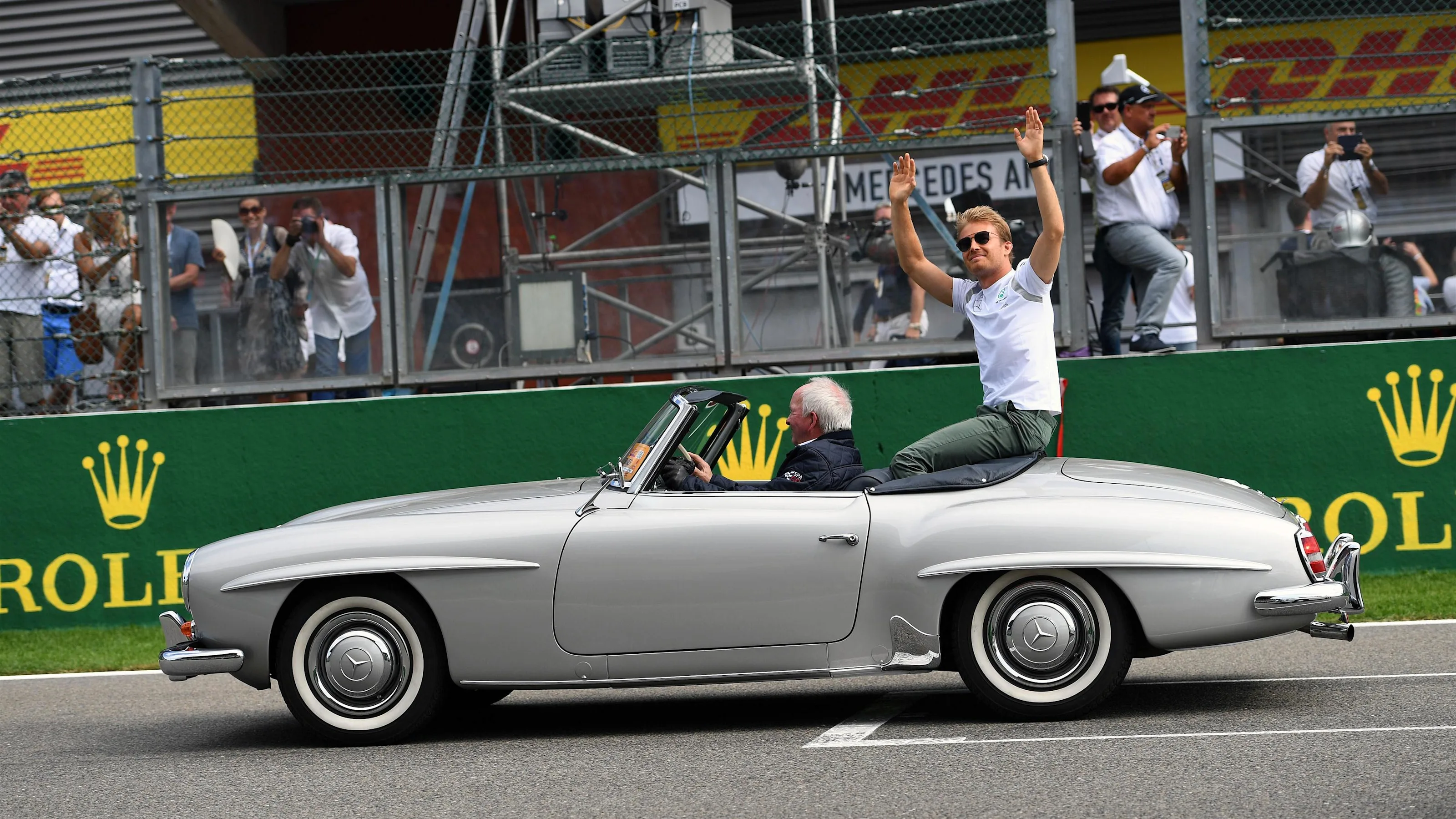 Nico Rosberg (GER) Mercedes AMG F1 on the drivers parade at Formula One World Championship, Rd13,