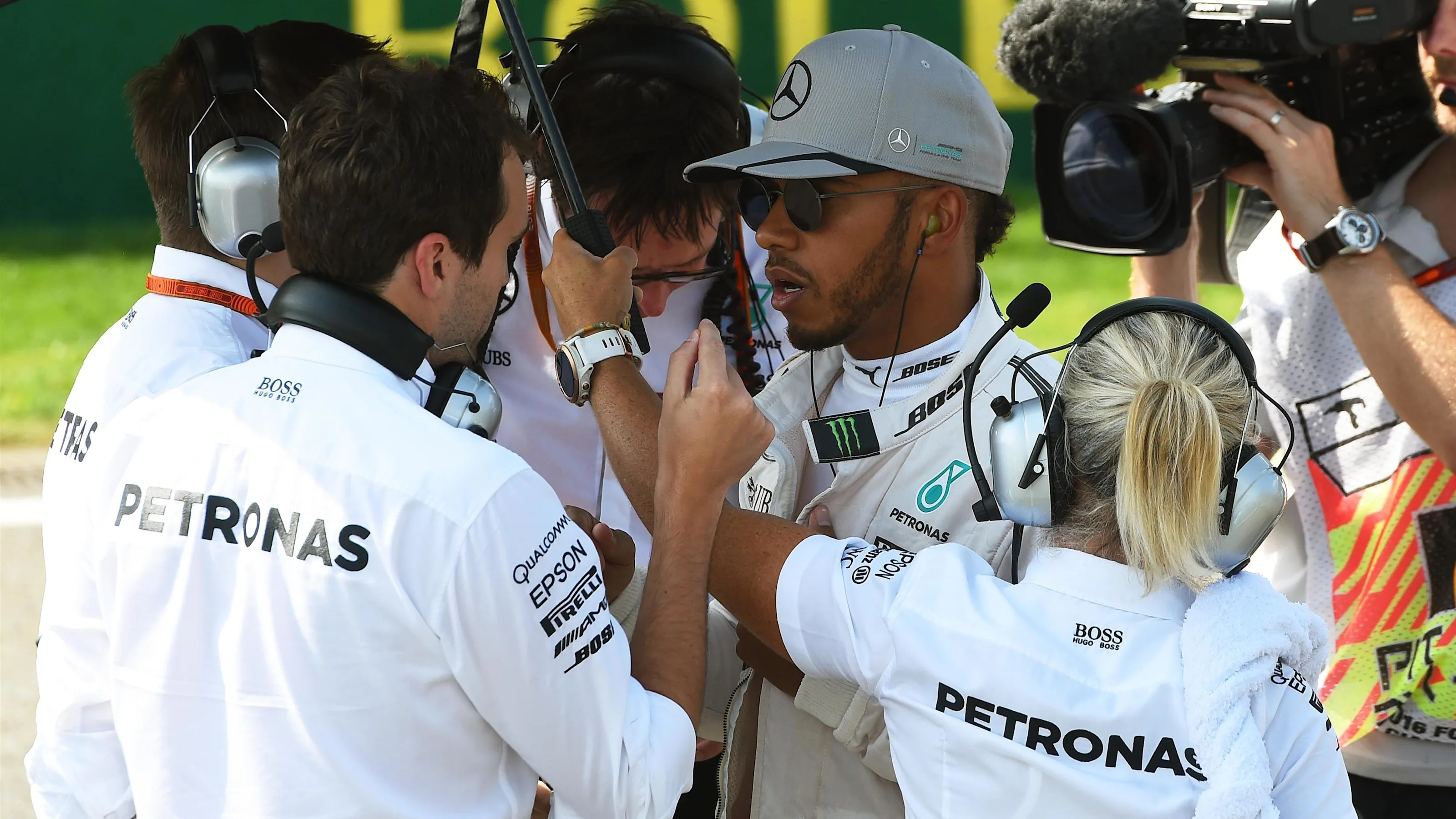Lewis Hamilton (GBR) Mercedes AMG F1 on the grid at Formula One World Championship, Rd13, Belgian