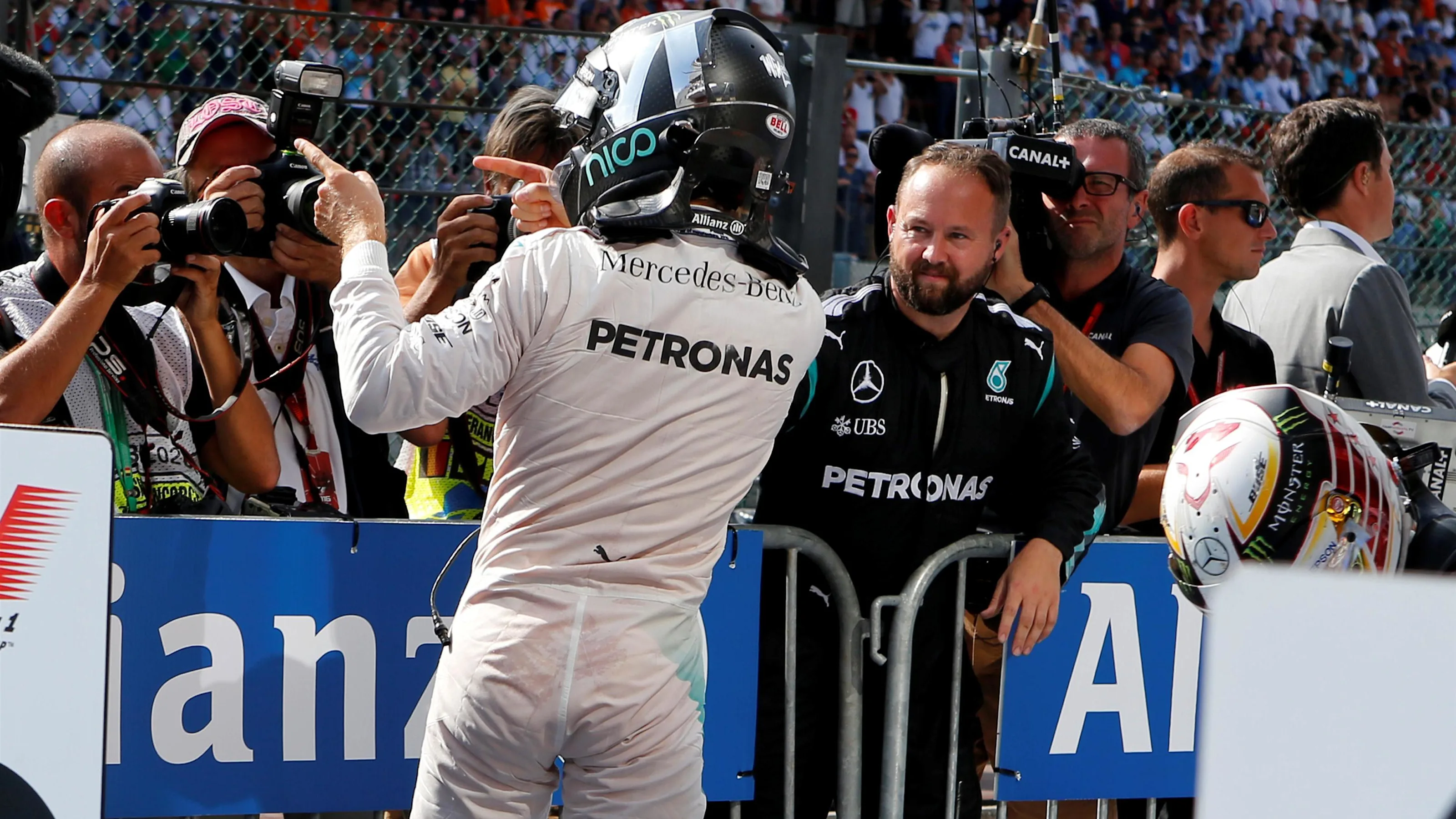 Race winner Nico Rosberg (GER) Mercedes AMG F1 celebrates in parc ferme at Formula One World