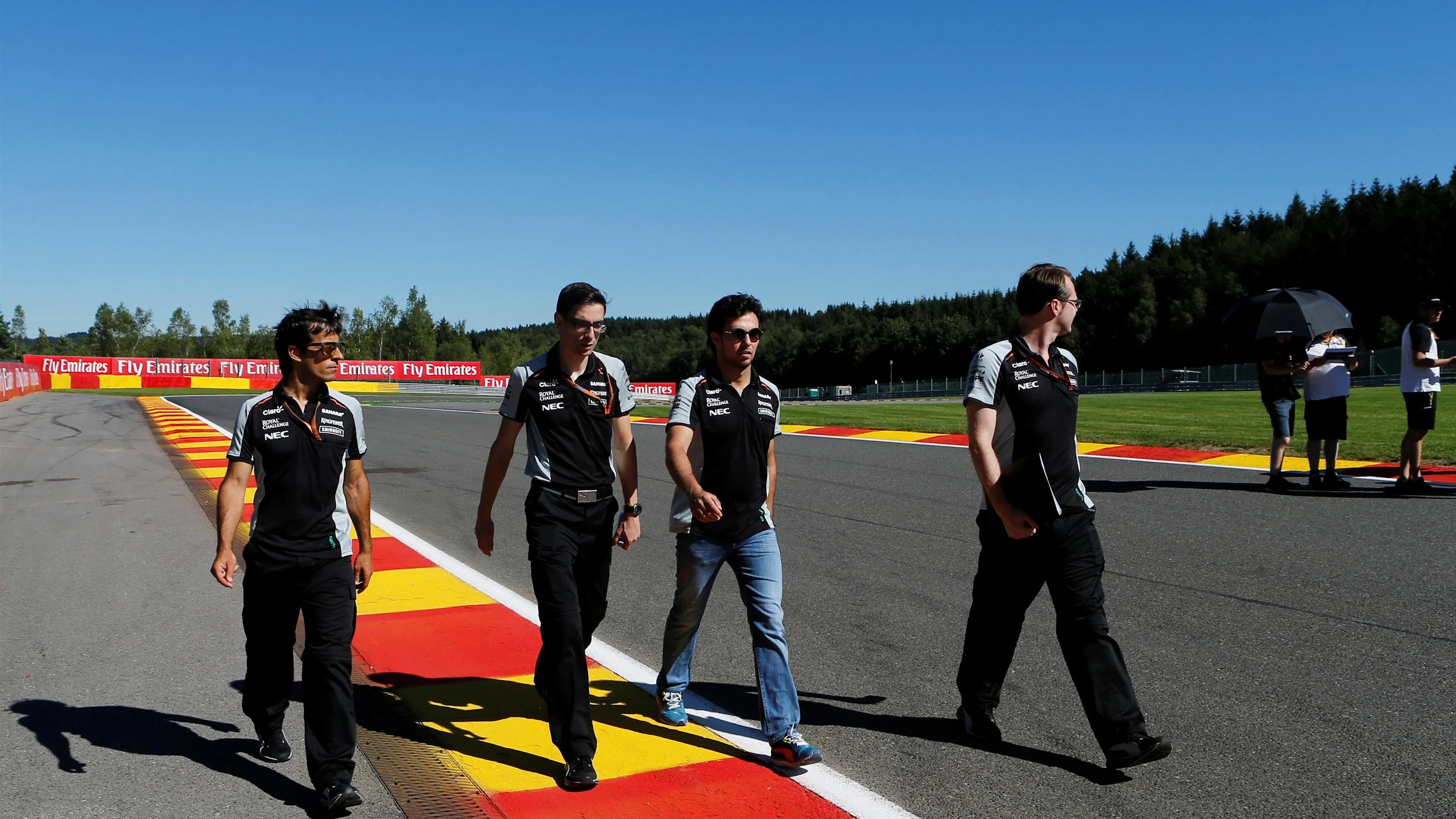 Sergio Perez (MEX) Force India walks the track at Formula One World Championship, Rd13, Belgian