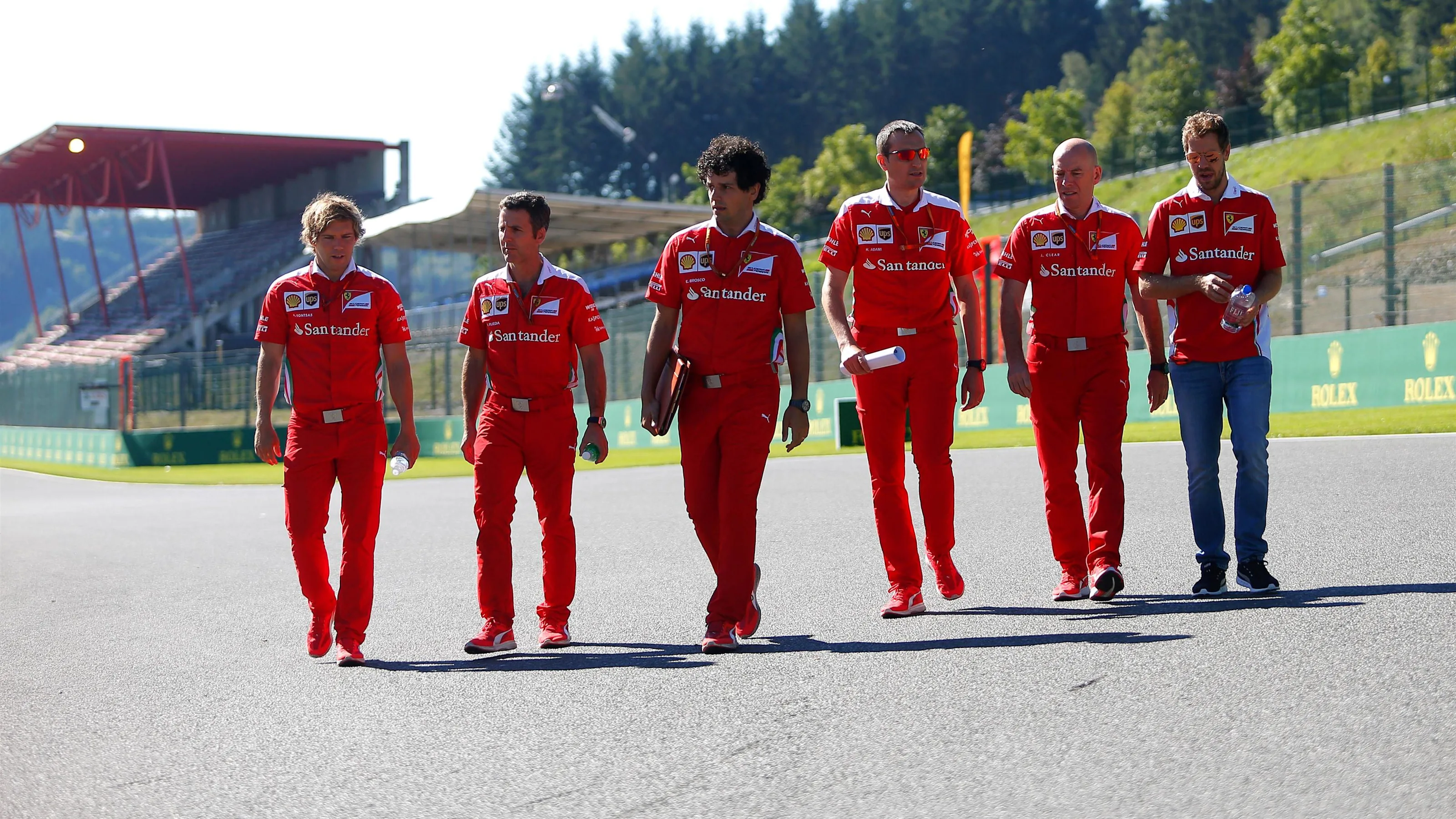 Sebastian Vettel (GER) Ferrari walks the track at Formula One World Championship, Rd13, Belgian
