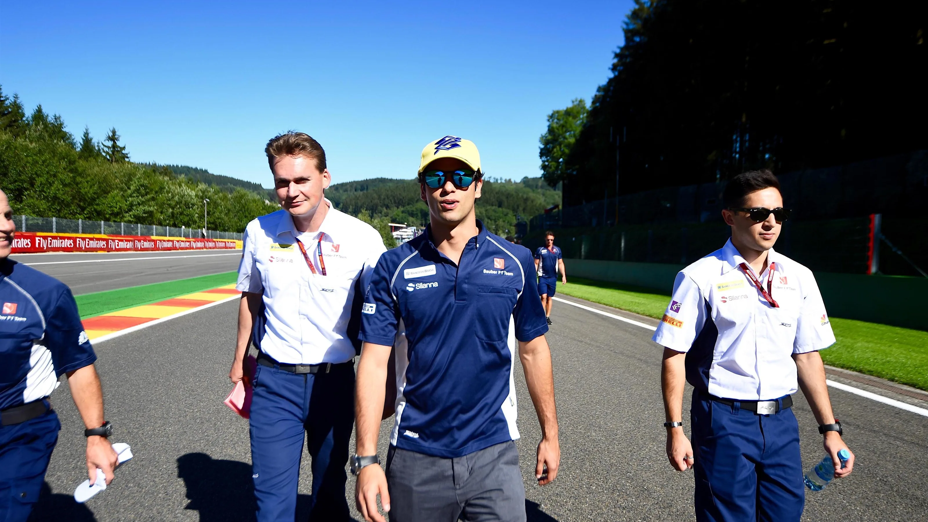 Felipe Nasr (BRA) Sauber walks the track at Formula One World Championship, Rd13, Belgian Grand