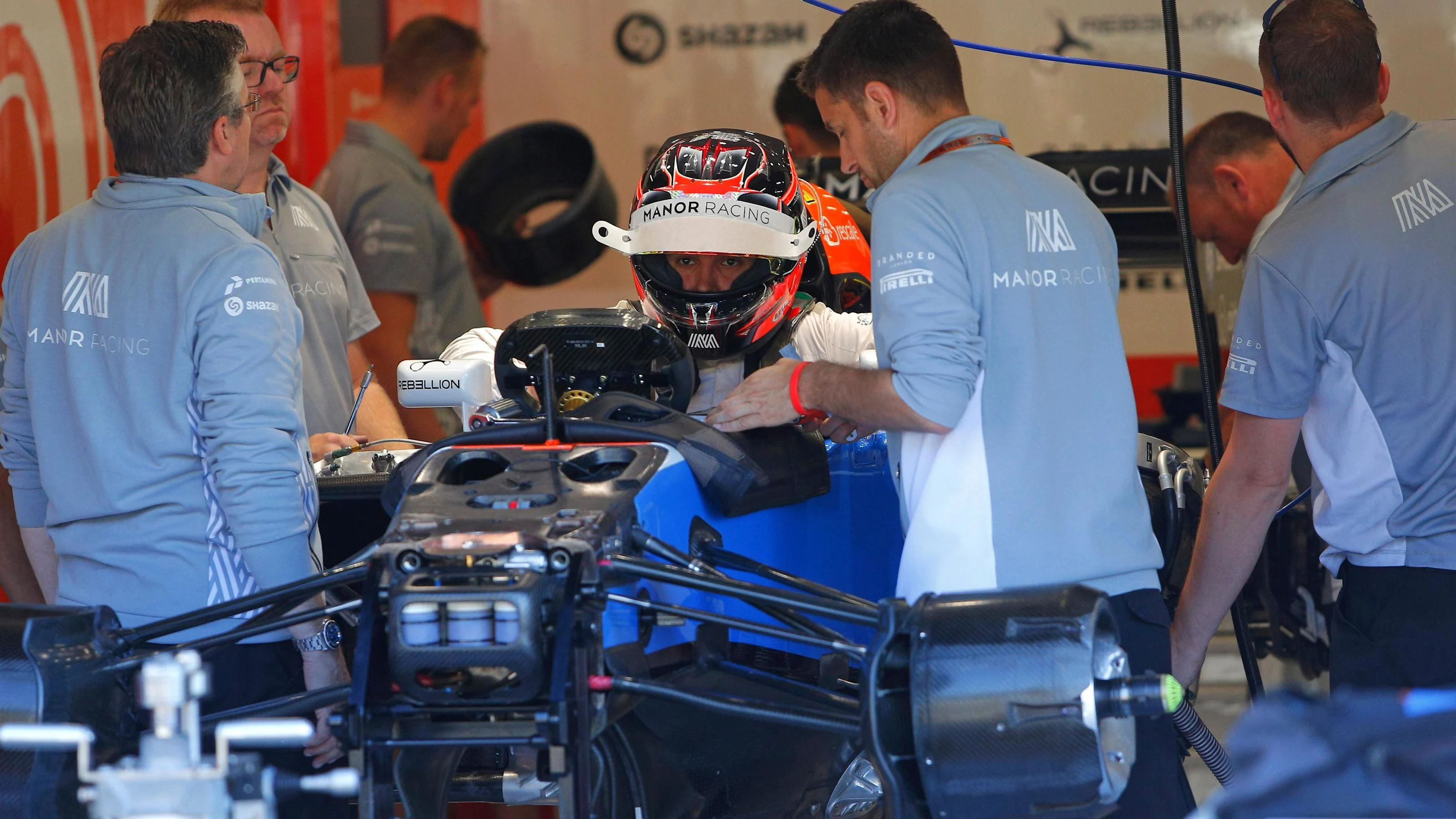 Esteban Ocon (FRA) Manor Racing MRT05 seat fitting at Formula One World Championship, Rd13, Belgian