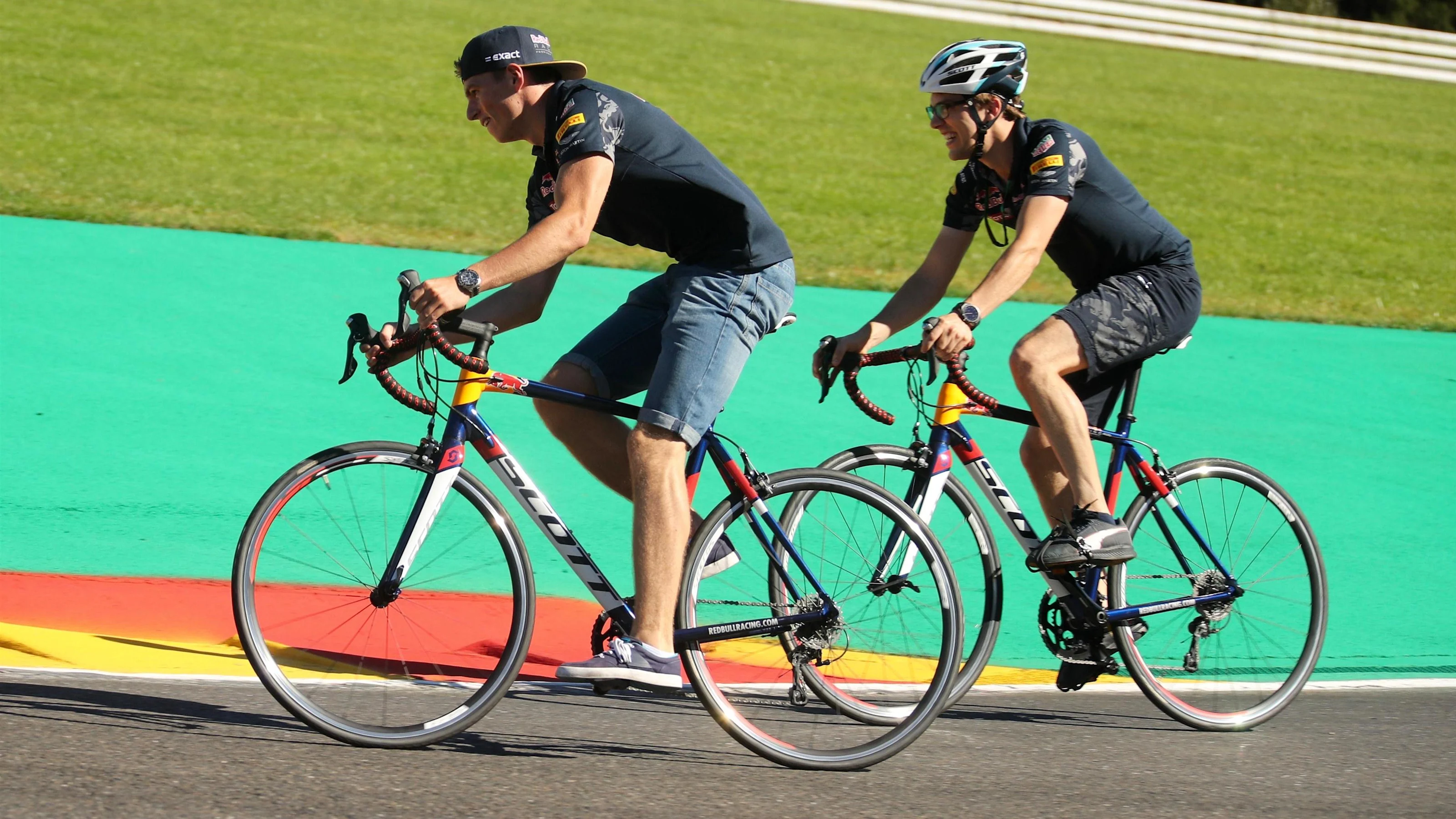 Max Verstappen (NED) Red Bull Racing on a bike at Formula One World Championship, Rd13, Belgian