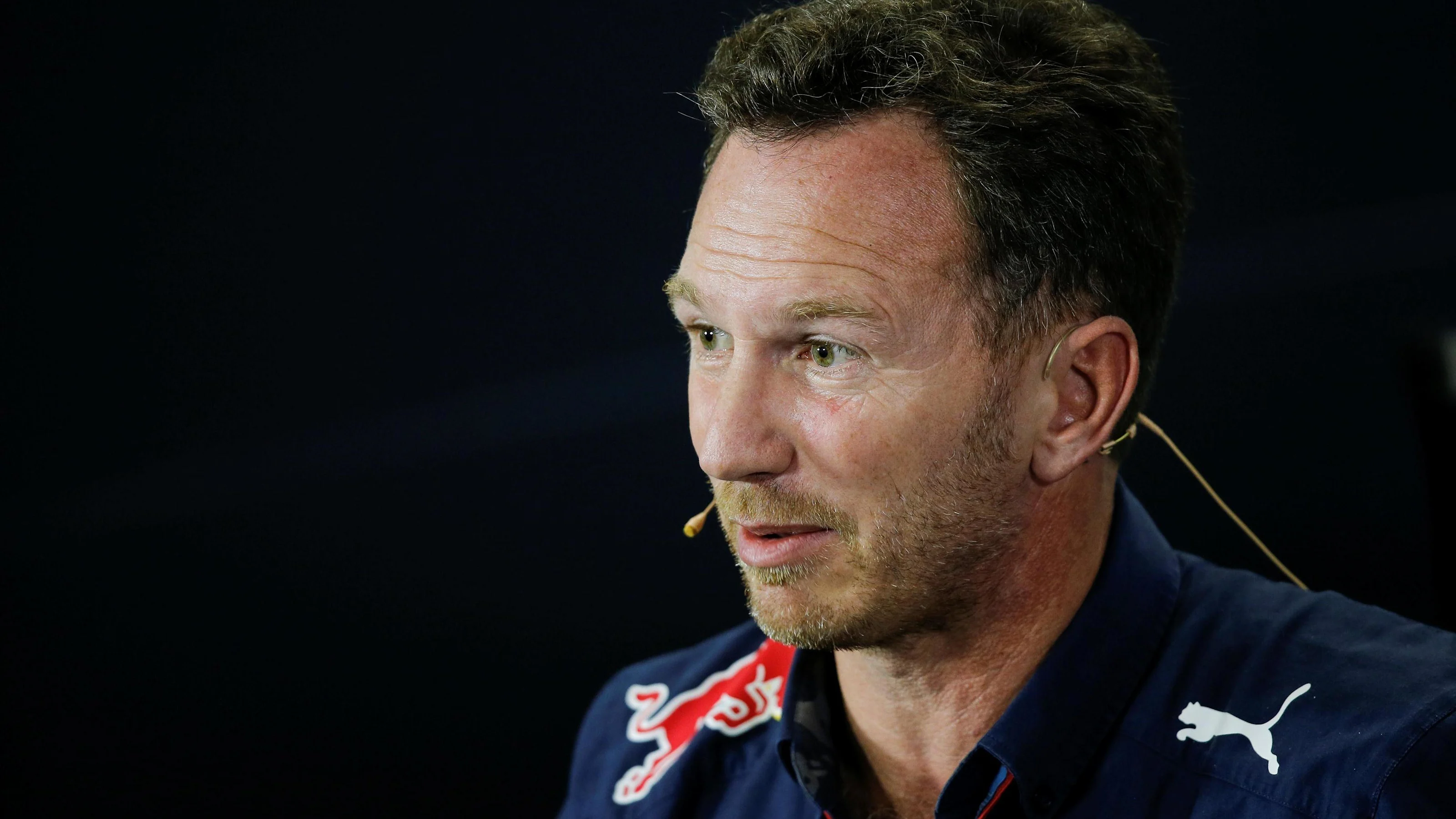 Christian Horner (GBR) Red Bull Racing Team Principal in the Press Conference at Formula One World