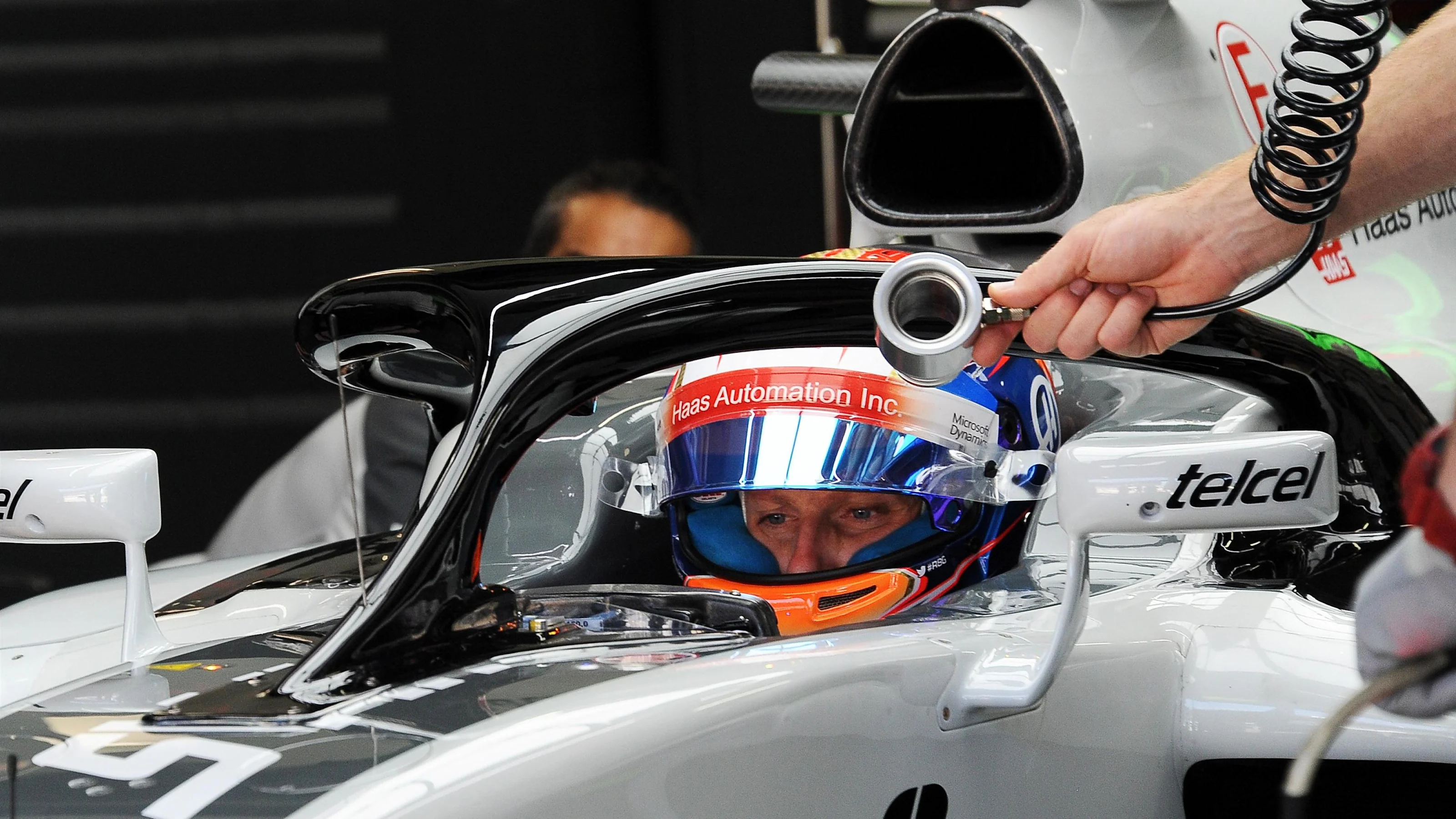 Romain Grosjean (FRA) Haas VF-16 with halo at Formula One World Championship, Rd20, Brazilian Grand
