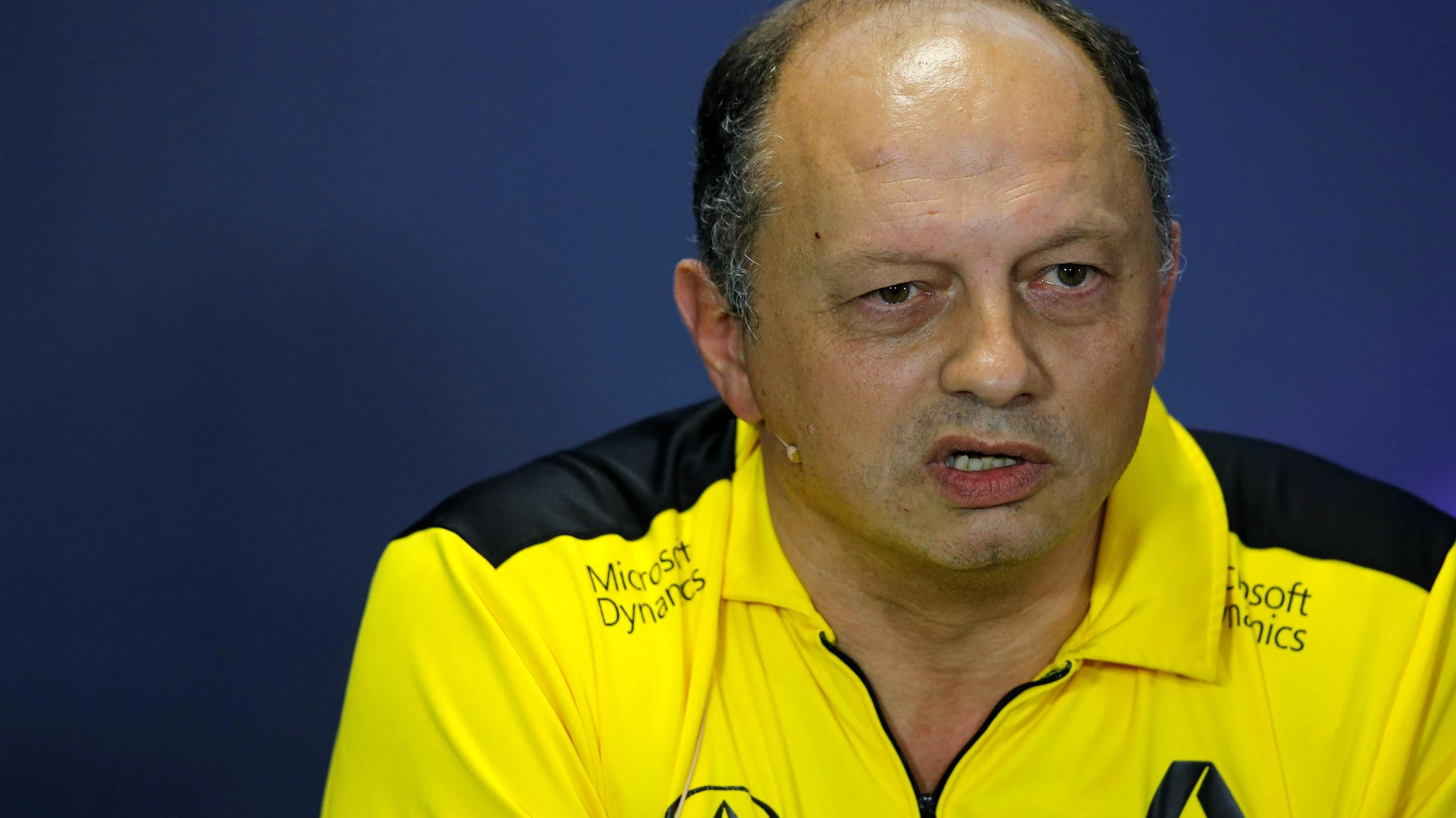 Frederic Vasseur (FRA) Renault Sport F1 Team Racing Director in the Press Conference at Formula One