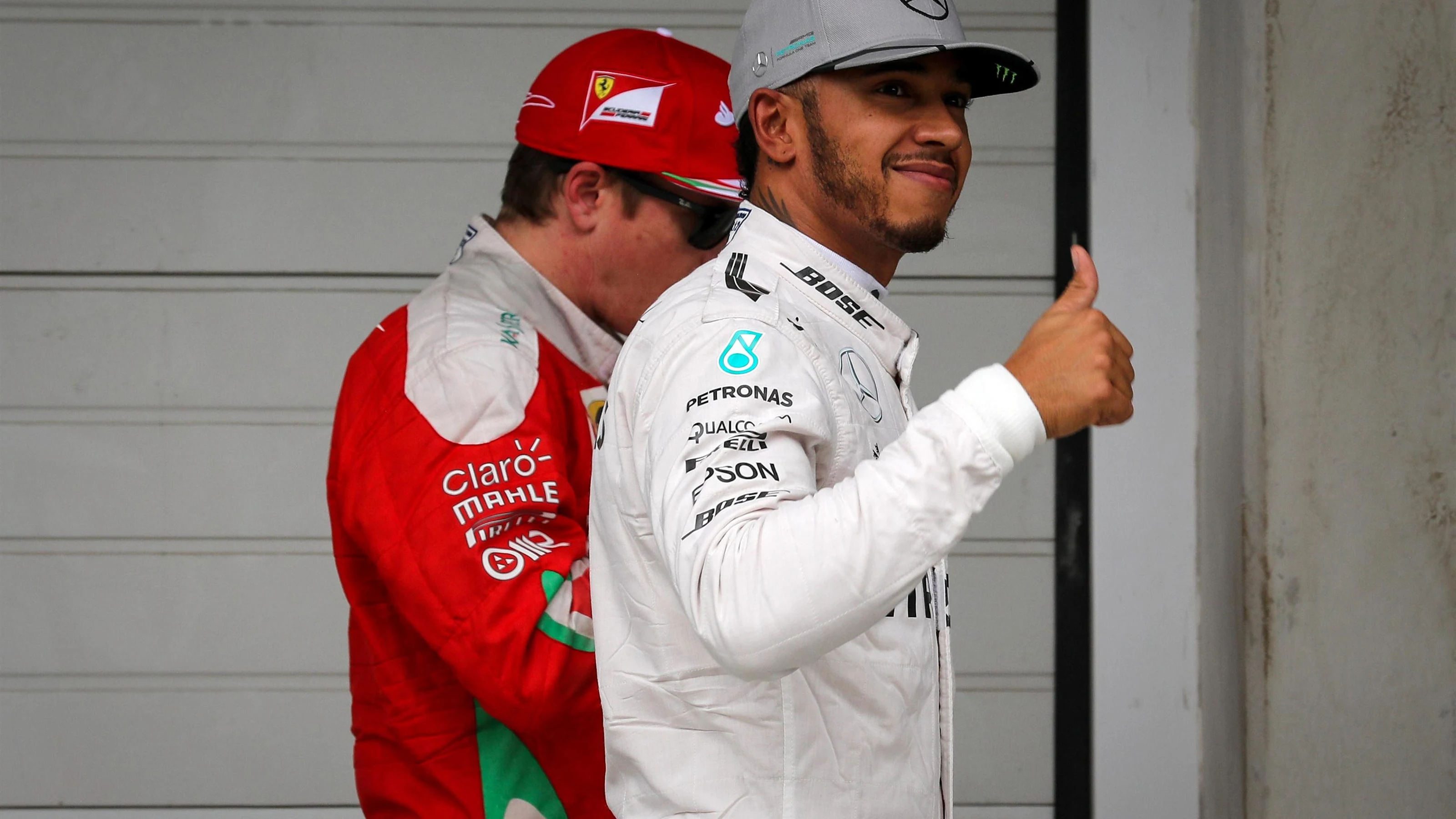 Pole sitter Lewis Hamilton (GBR) Mercedes AMG F1 celebrates in parc ferme at Formula One World