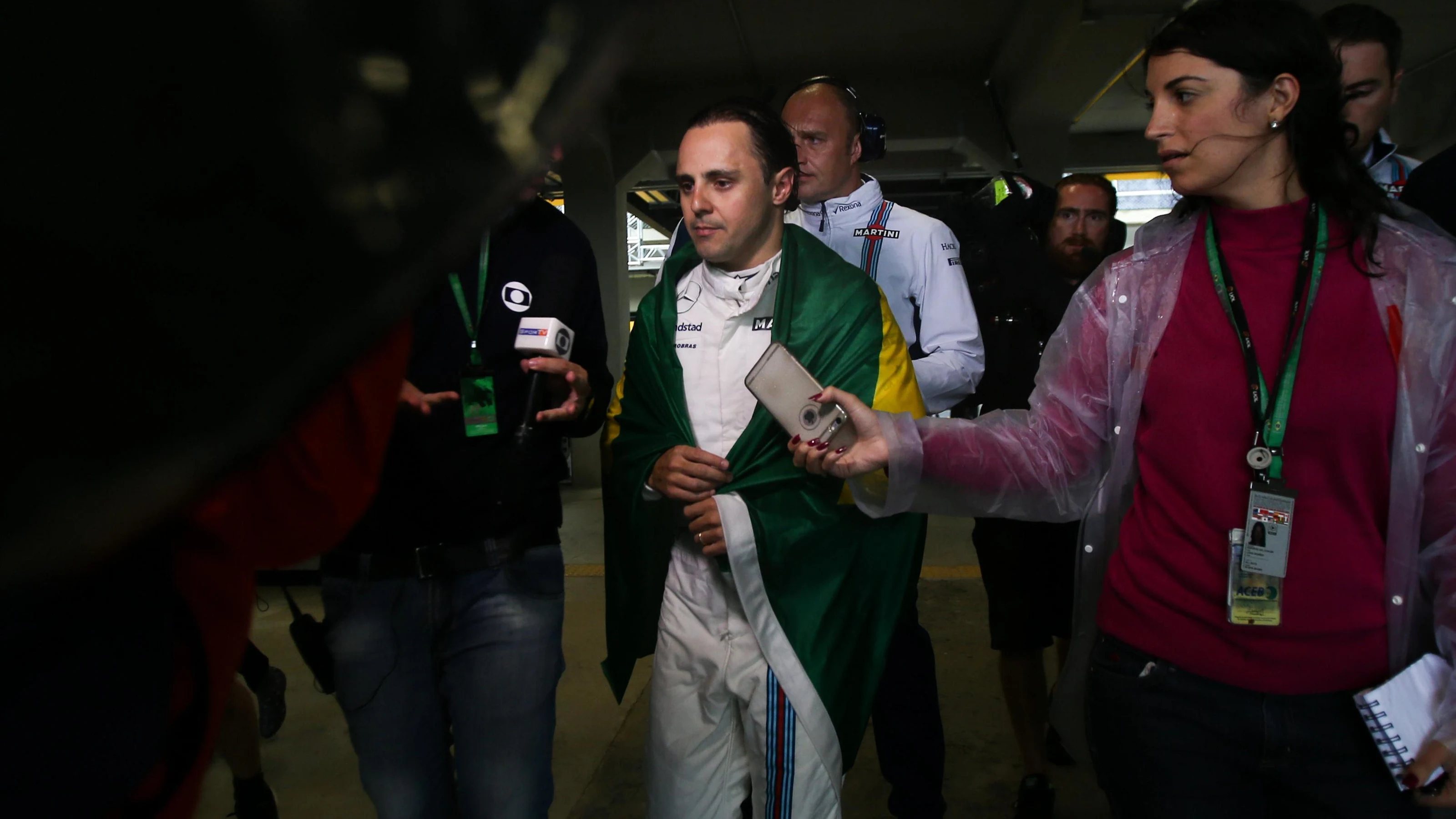 Race retiree Felipe Massa (BRA) Williams celebrates his last race in  Brazil at Formula One World
