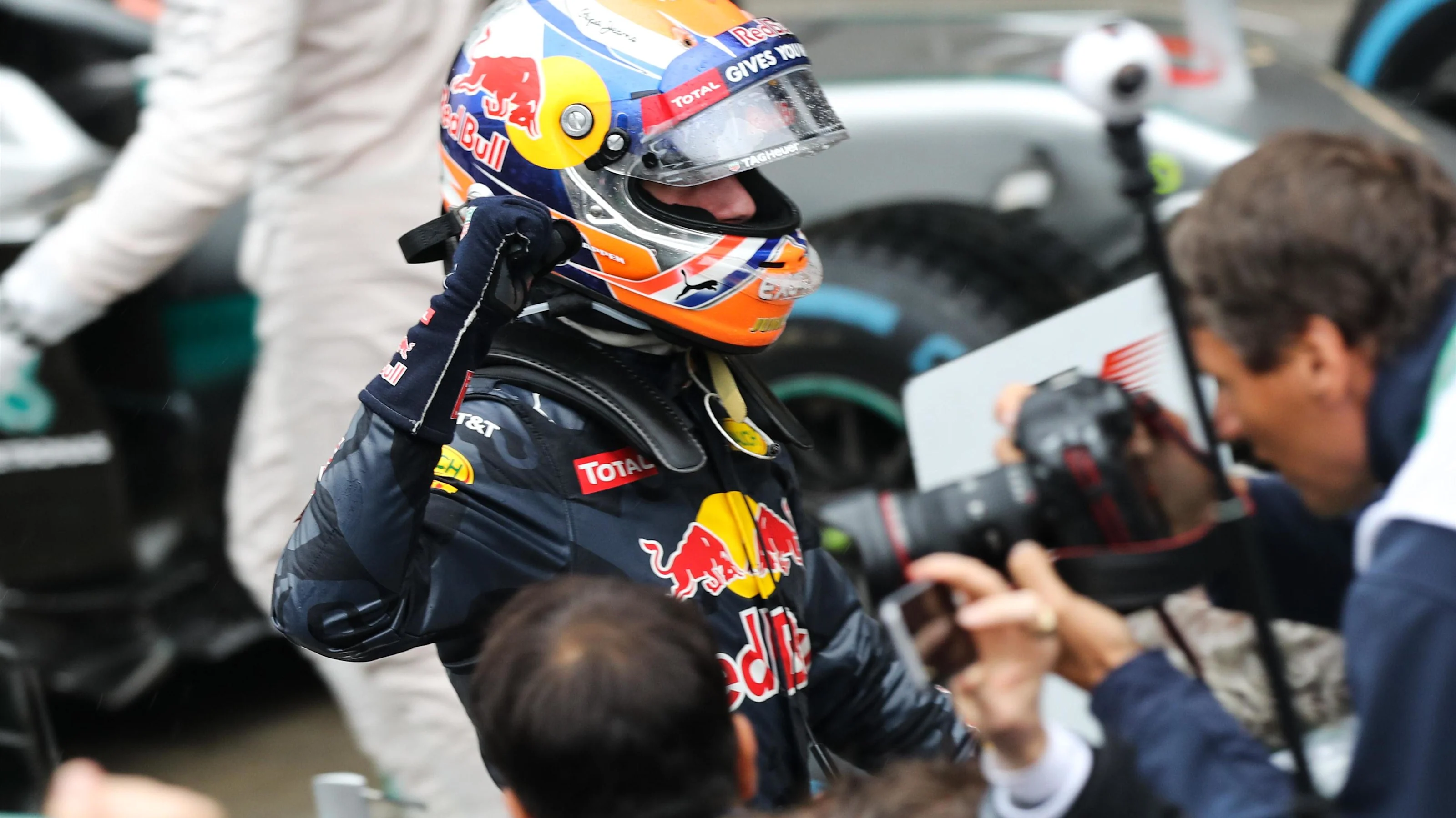 Max Verstappen (NED) Red Bull Racing celebrates in parc ferme at Formula One World Championship,