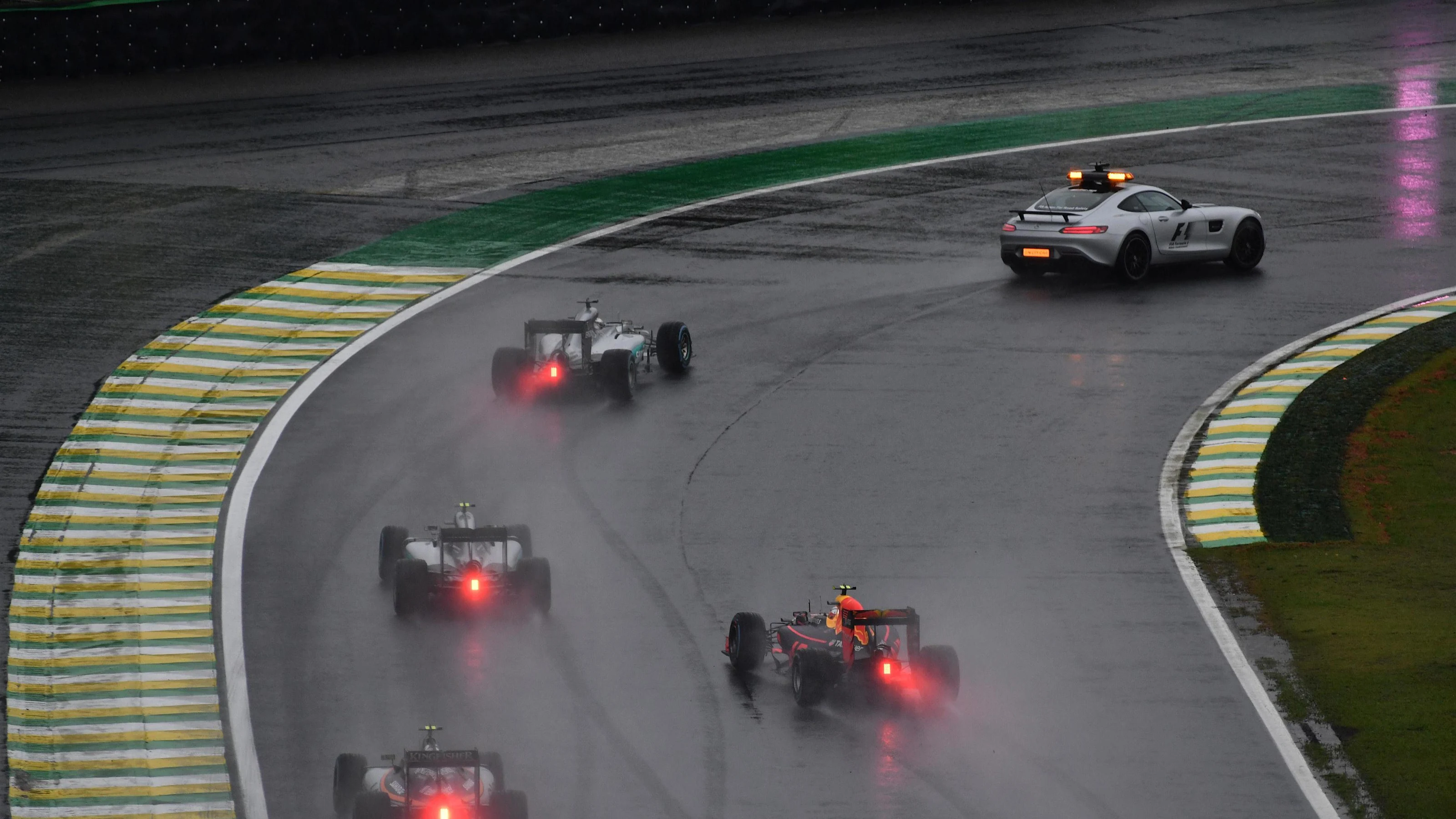 Safety car leads the field at Formula One World Championship, Rd20, Brazilian Grand Prix, Race,