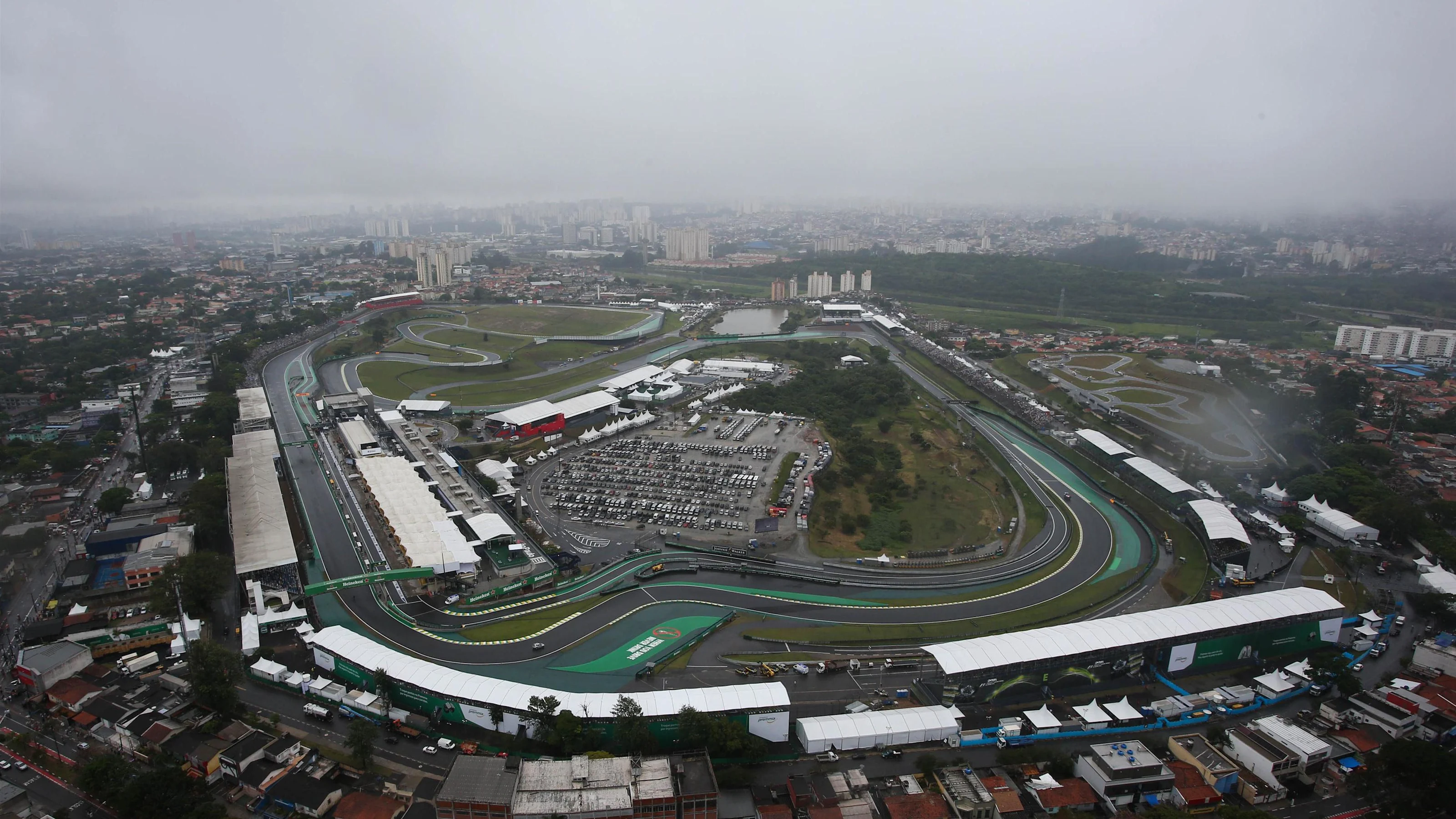 Aerial view at Formula One World Championship, Rd20, Brazilian Grand Prix, Race, Interlagos, Sao