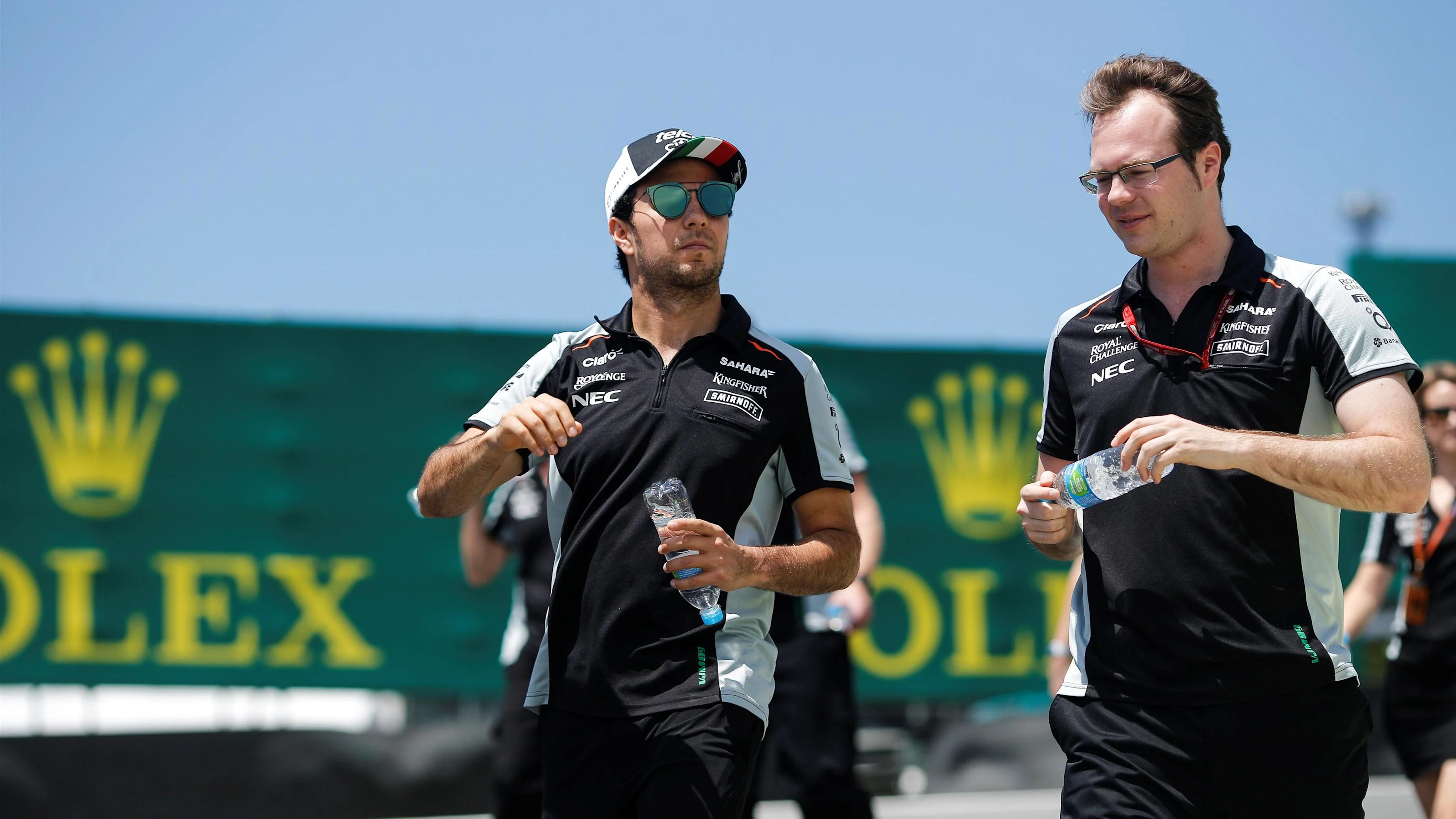 Sergio Perez (MEX) Force India walks the track at Formula One World Championship, Rd20, Brazilian