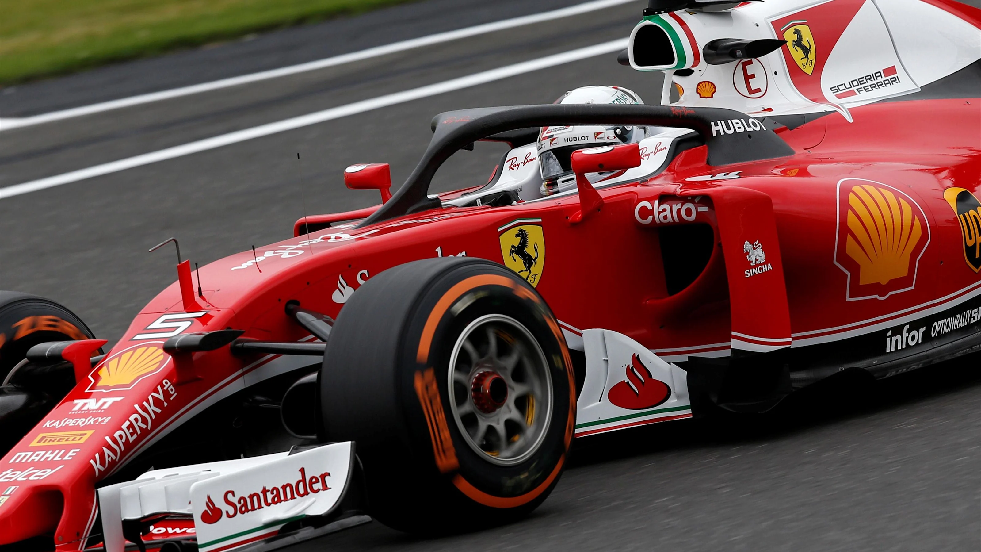 Sebastian Vettel (GER) Ferrari SF16-H with halo at Formula One World Championship, Rd10, British
