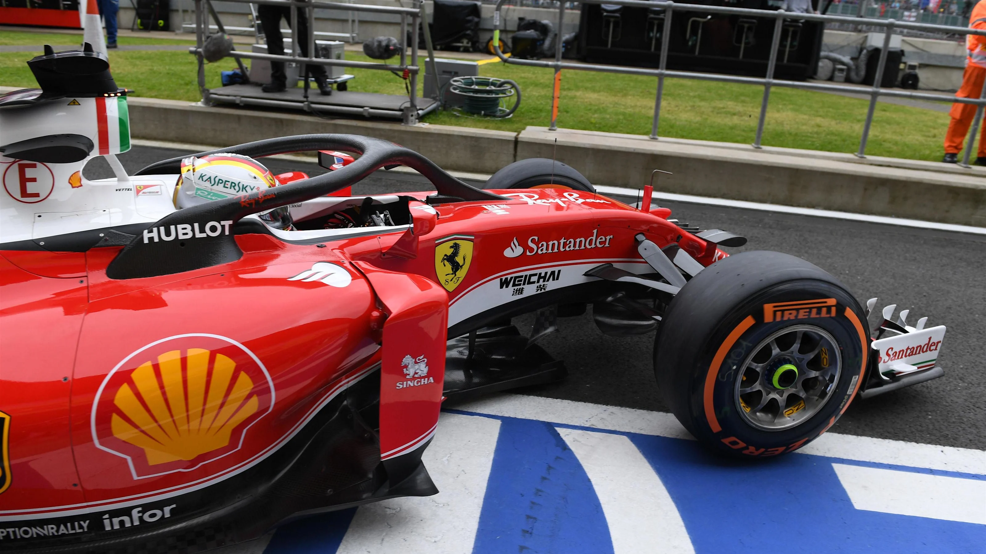 Sebastian Vettel (GER) Ferrari SF16-H with halo at Formula One World Championship, Rd10, British