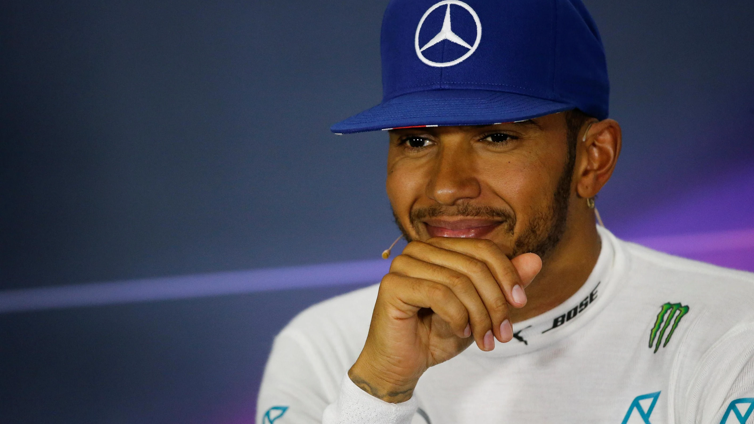 Lewis Hamilton (GBR) Mercedes AMG F1 in the Press Conference at Formula One World Championship,