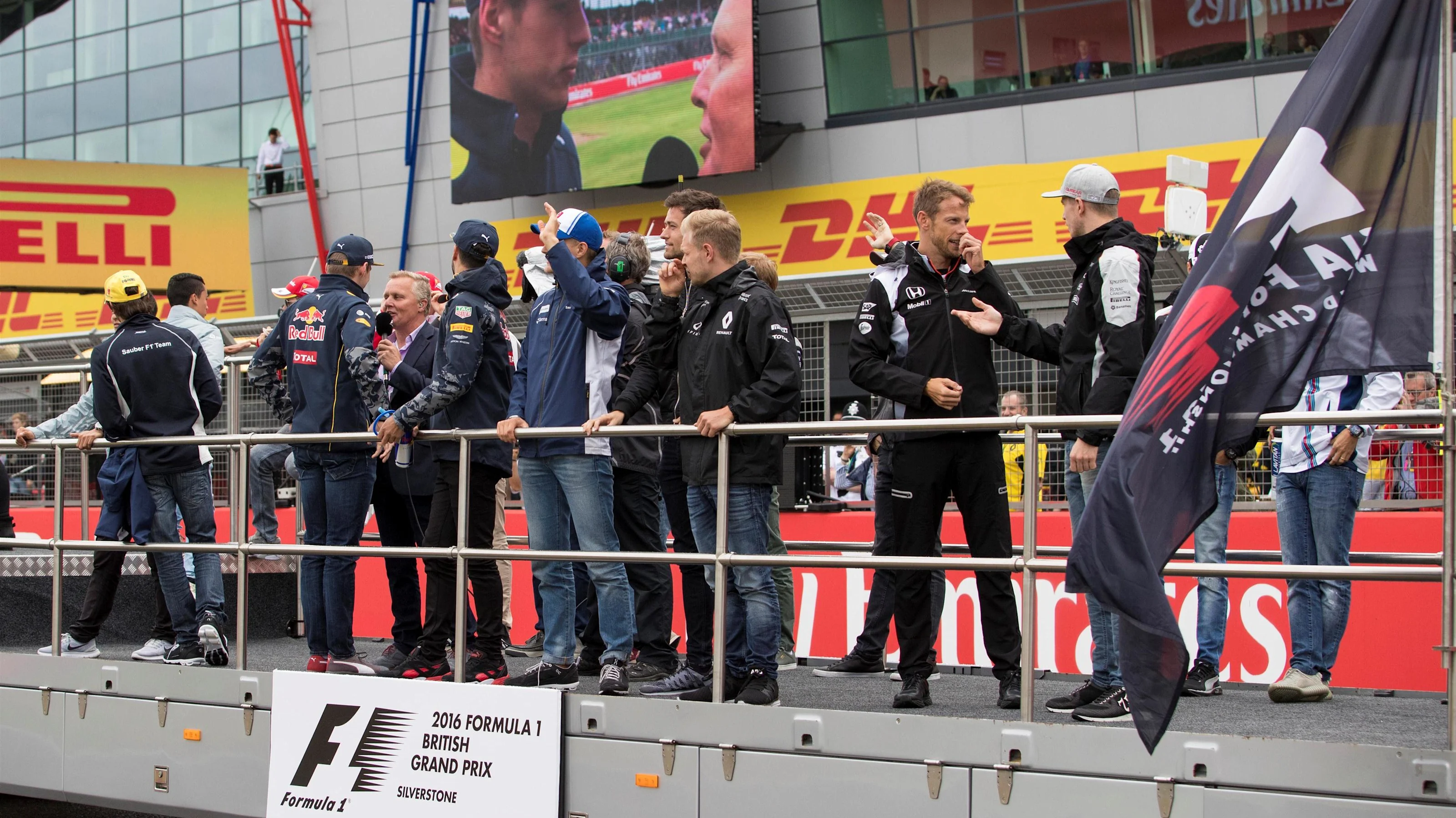 Drivers Parade at Formula One World Championship, Rd10, British Grand Prix, Race, Silverstone,