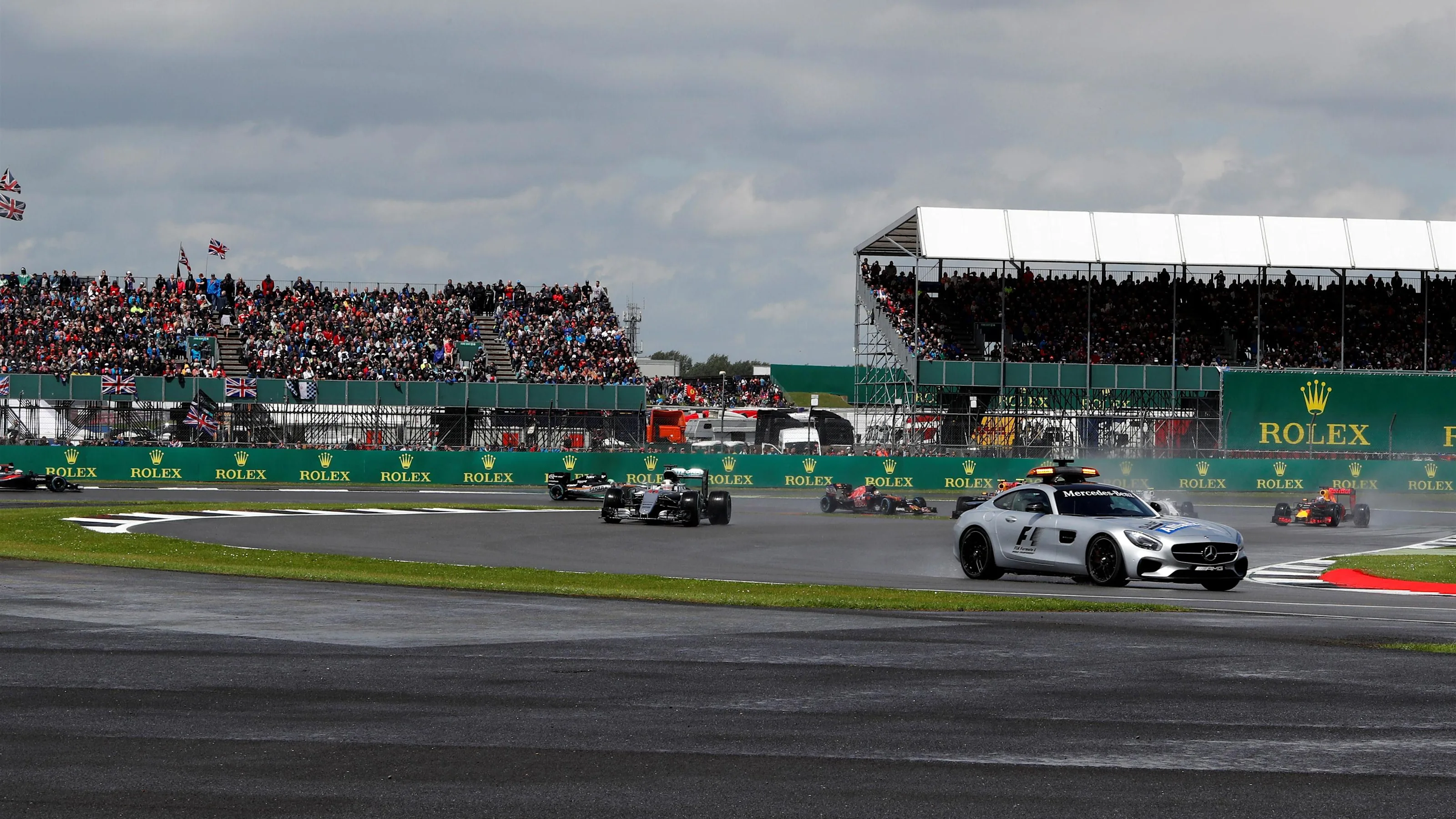 Safety car leads at Formula One World Championship, Rd10, British Grand Prix, Race, Silverstone,