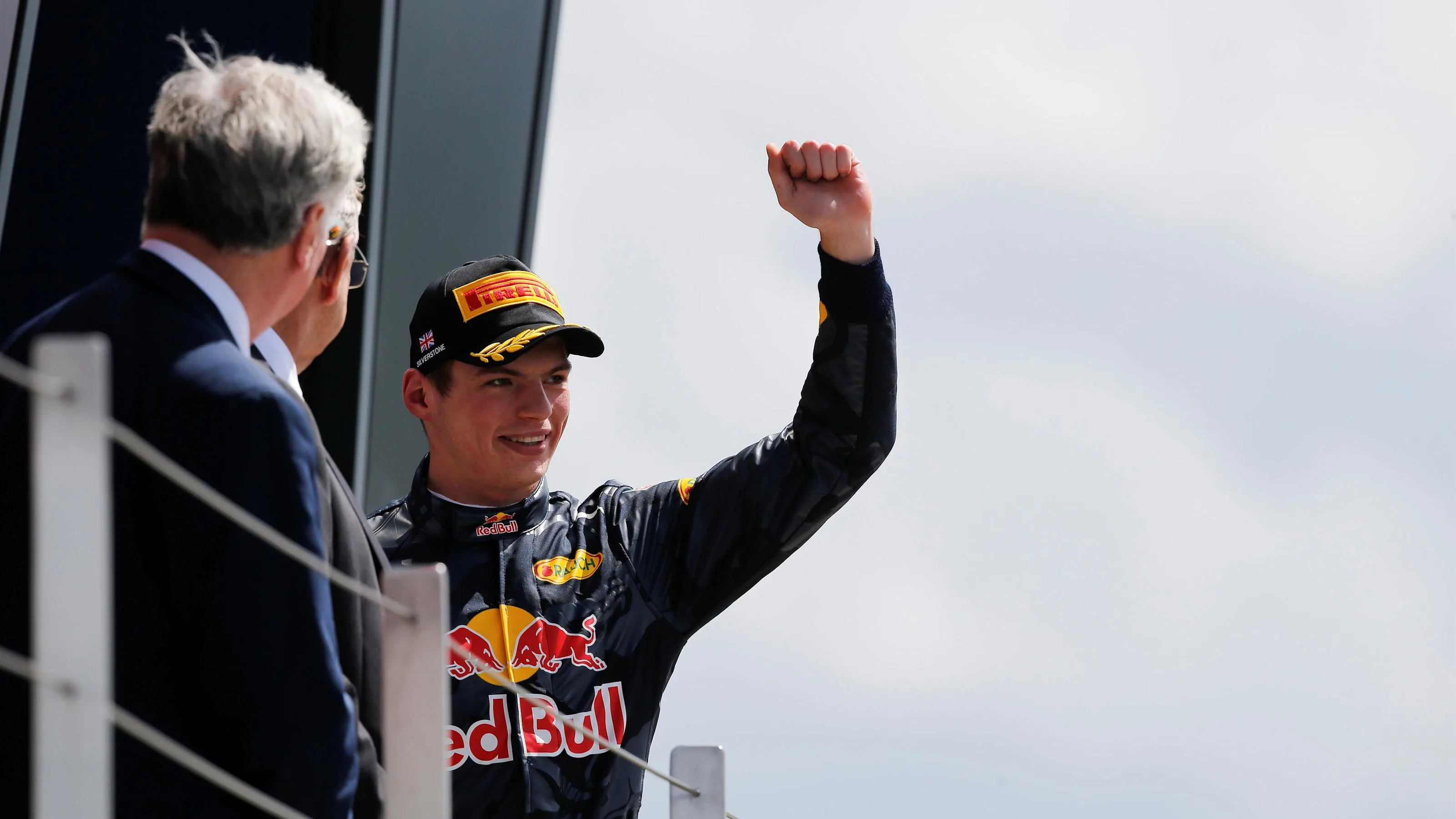 Max Verstappen (NED) Red Bull Racing celebrates on the podium at Formula One World Championship,