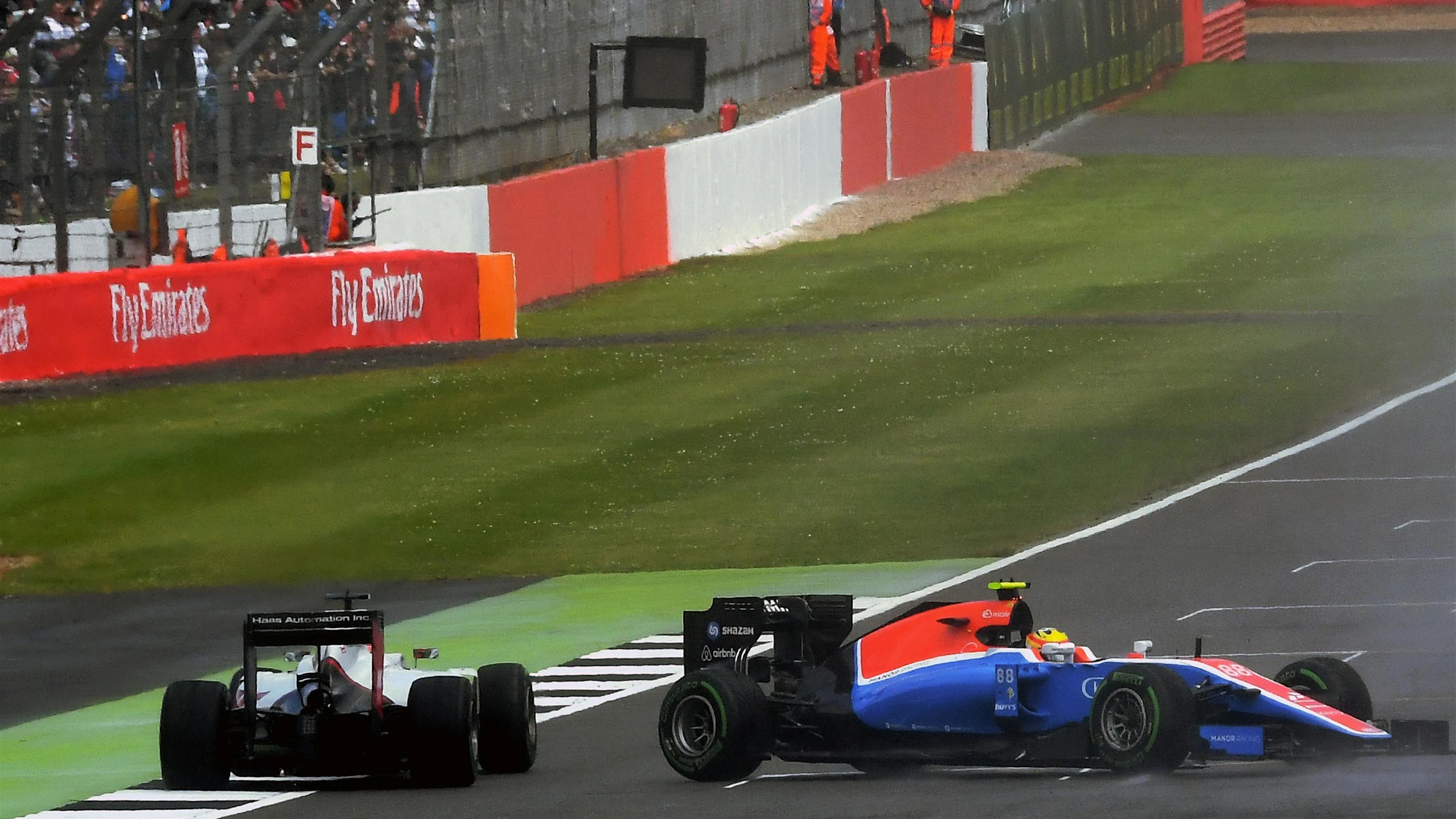 Rio Haryanto (IDN) Manor Racing MRT05 spins at Formula One World Championship, Rd10, British Grand