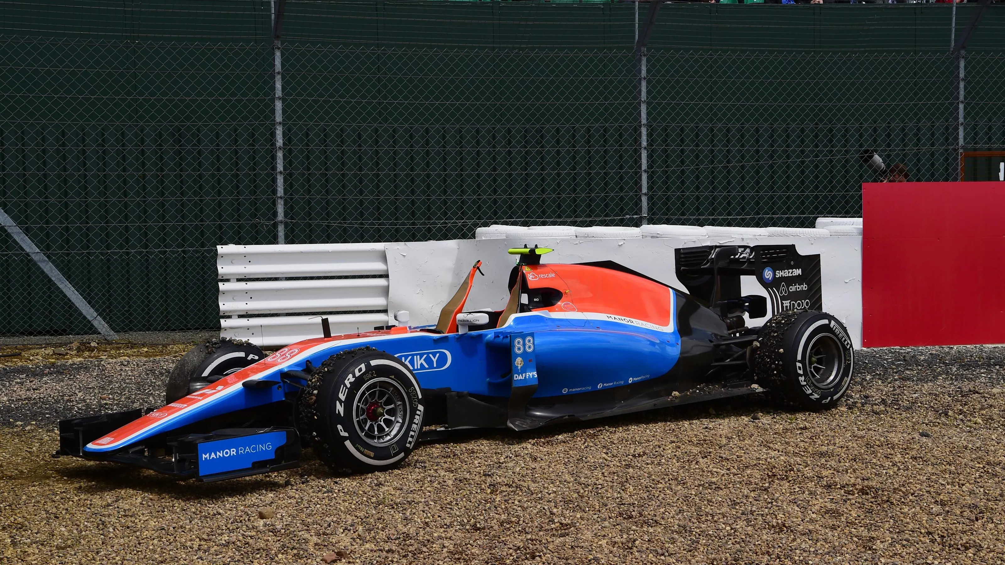 The car of race retiree Rio Haryanto (IDN) Manor Racing MRT05 at Formula One World Championship,