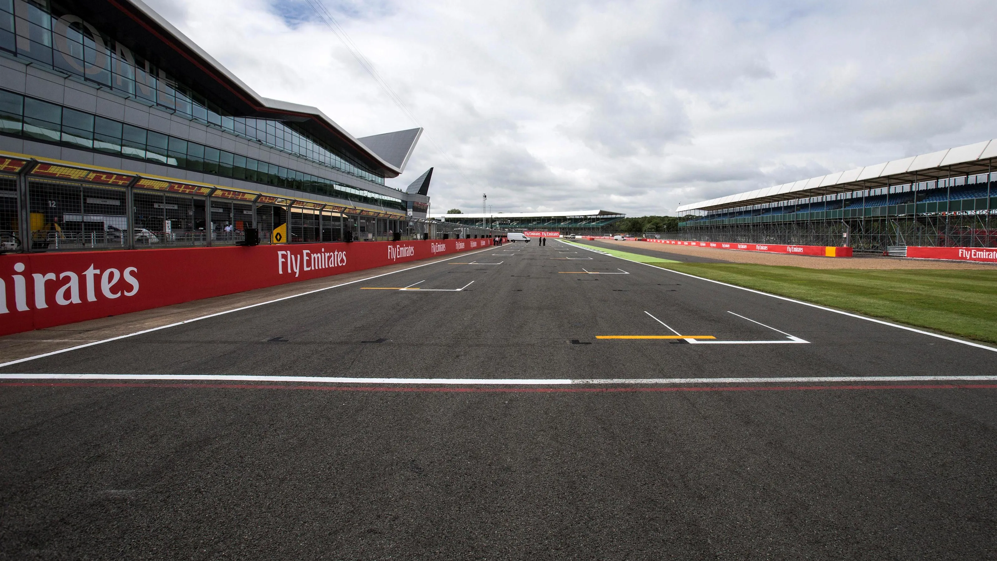 Main straight / track view at Formula One World Championship, Rd10, British Grand Prix,