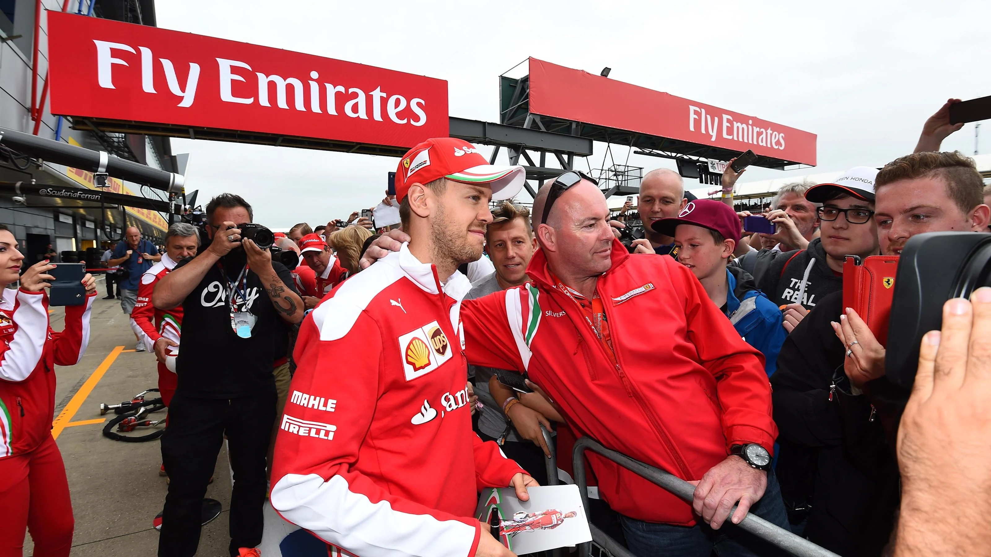 Sebastian Vettel (GER) Ferrari fans selfie at Formula One World Championship, Rd10, British Grand