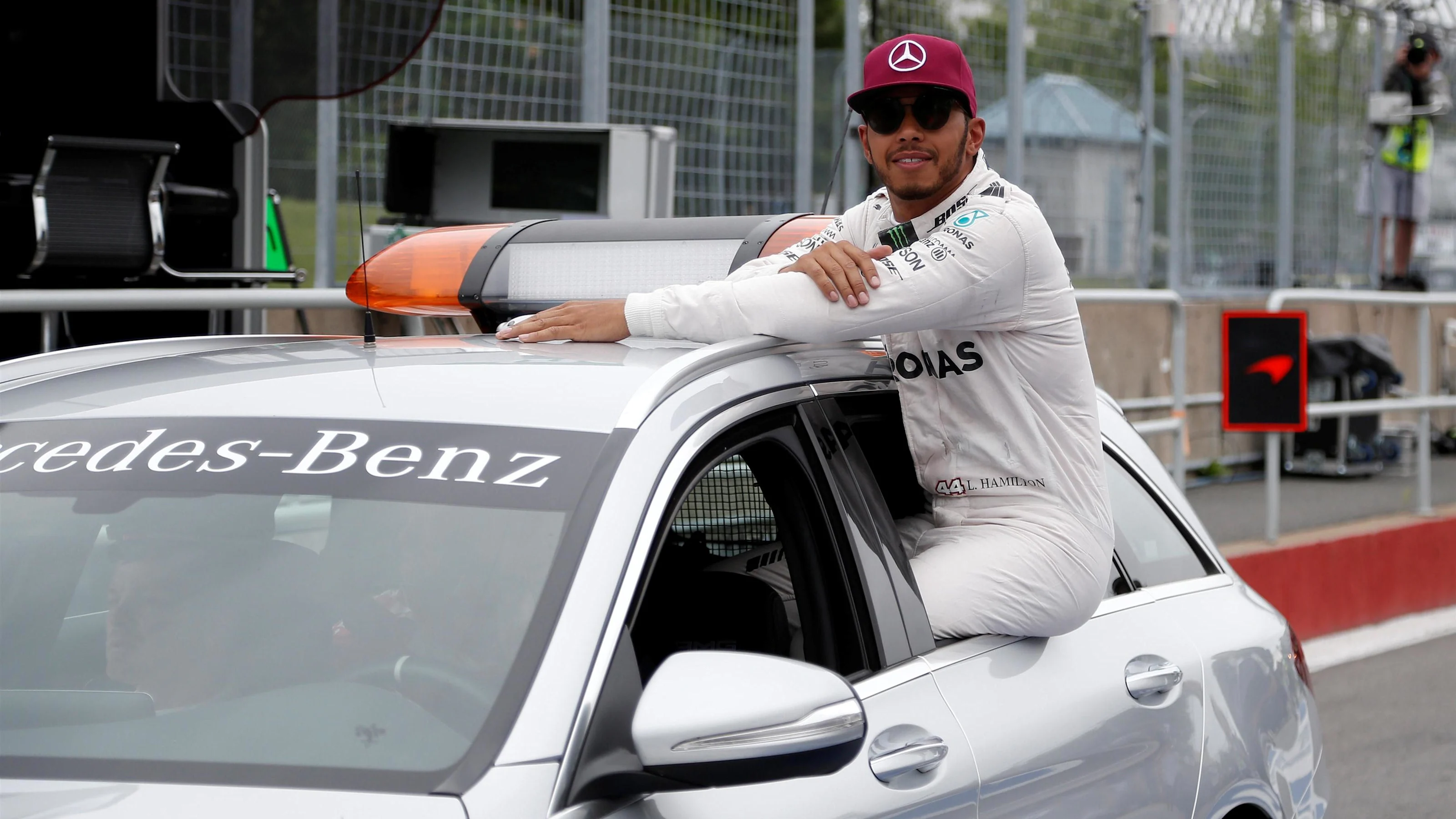 Pole sitter Lewis Hamilton (GBR) Mercedes AMG F1 celebrates in parc ferme at Formula One World