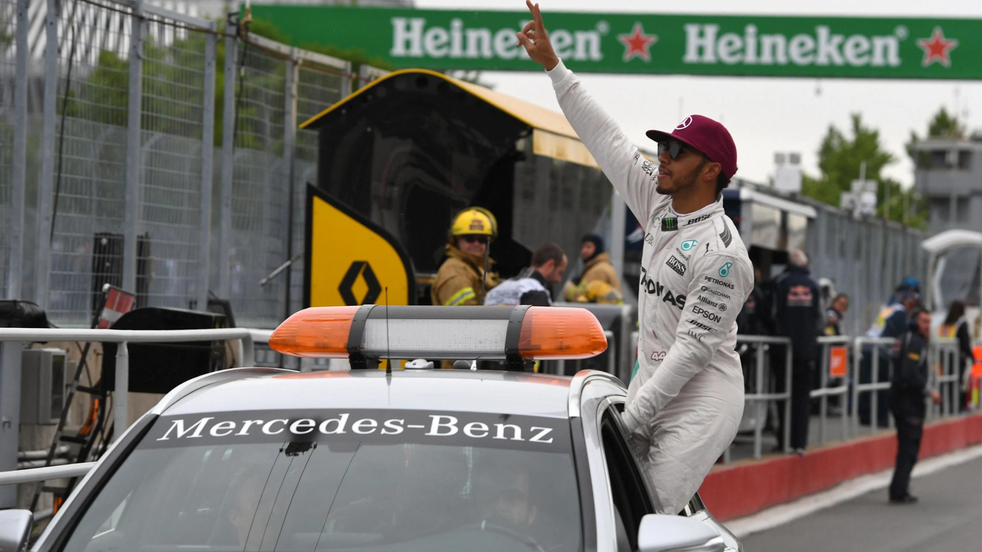 Pole sitter Lewis Hamilton (GBR) Mercedes AMG F1 celebrates in parc ferme at Formula One World