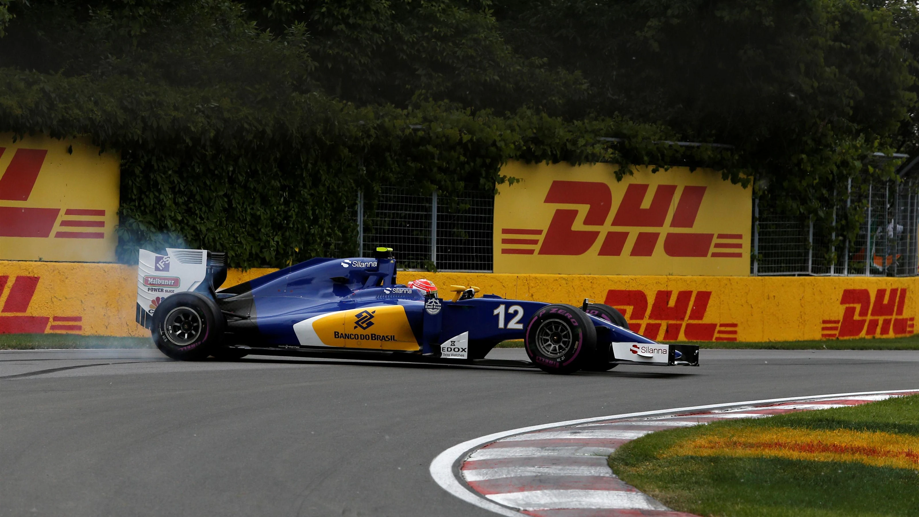 Felipe Nasr (BRA) Sauber C35 spins at the start of the race at Formula One World Championship, Rd7,