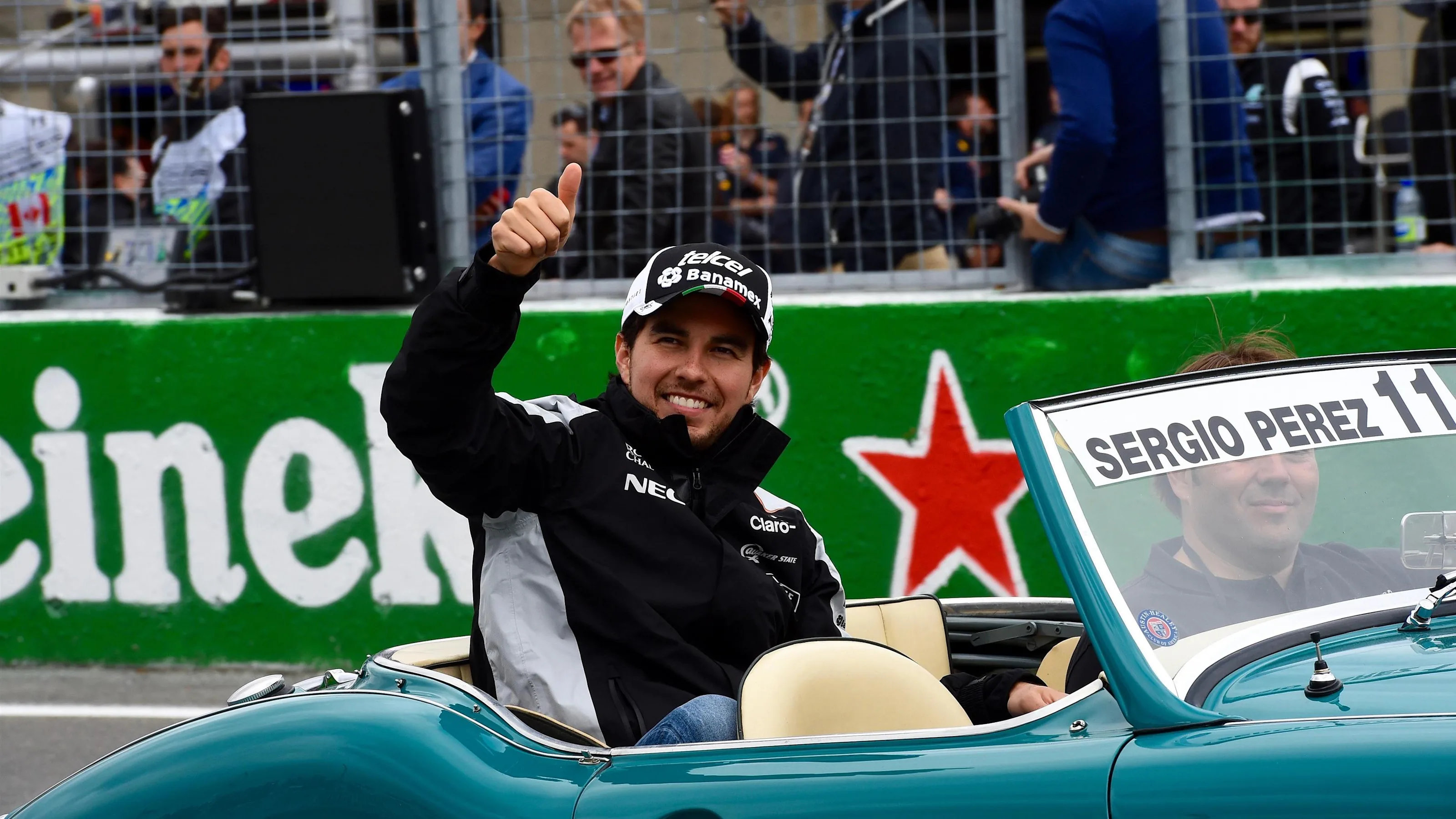 Sergio Perez (MEX) Force India on the drivers parade at Formula One World Championship, Rd7,