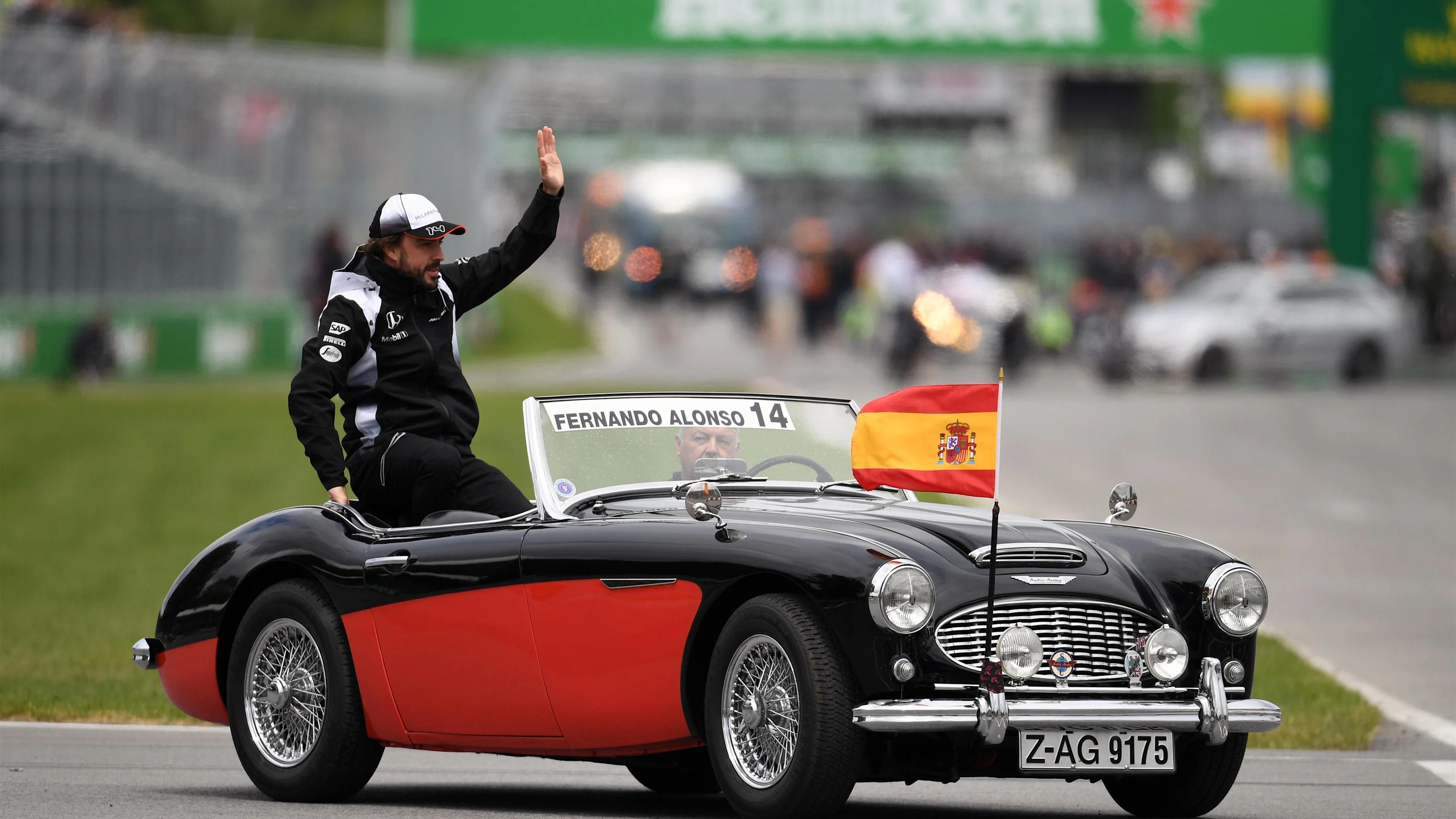 Fernando Alonso (ESP) McLaren on the drivers parade at Formula One World Championship, Rd7,