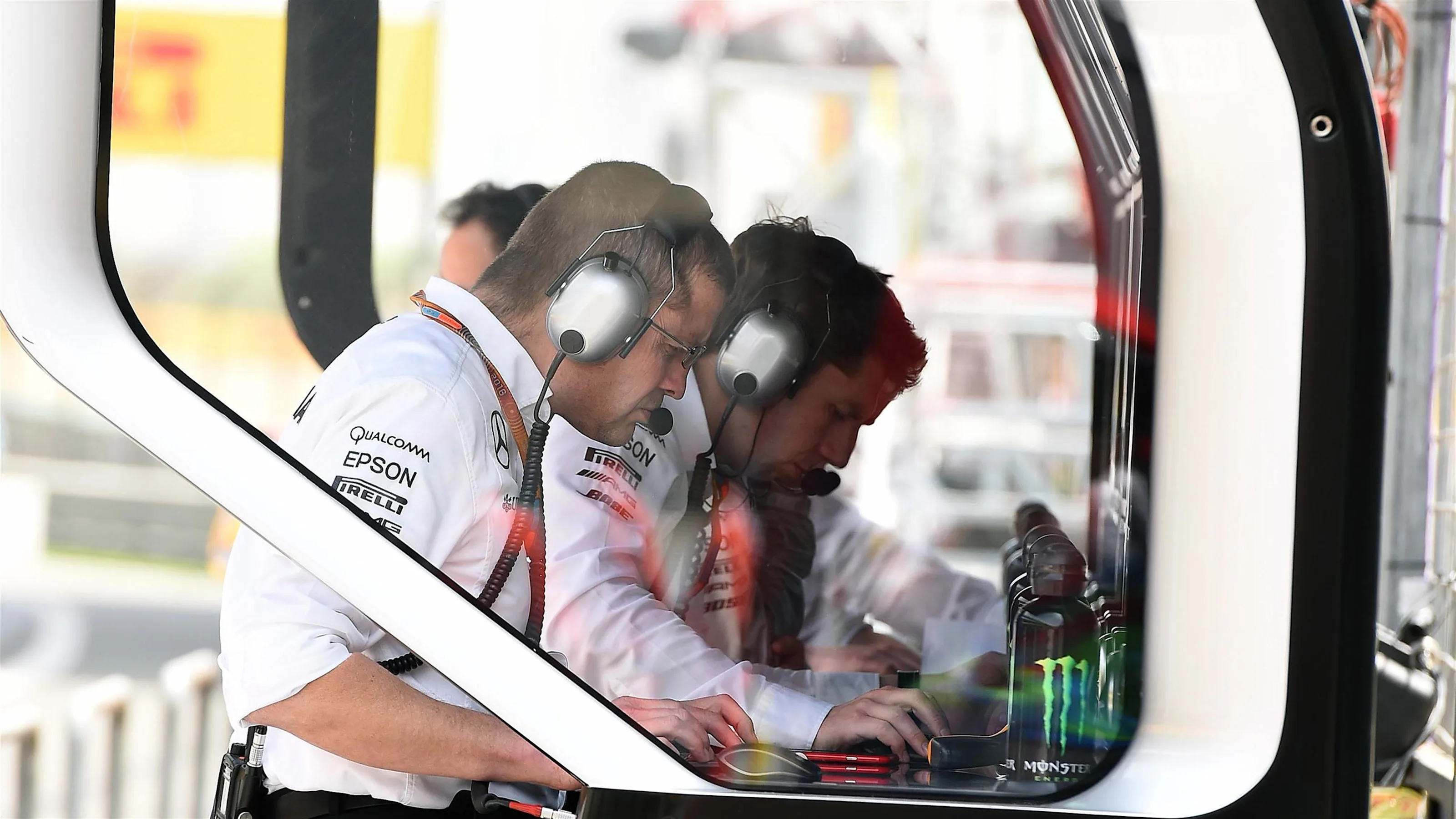 Mercedes AMG F1 pit wall gantry at Formula One World Championship, Rd3, Chinese Grand Prix,