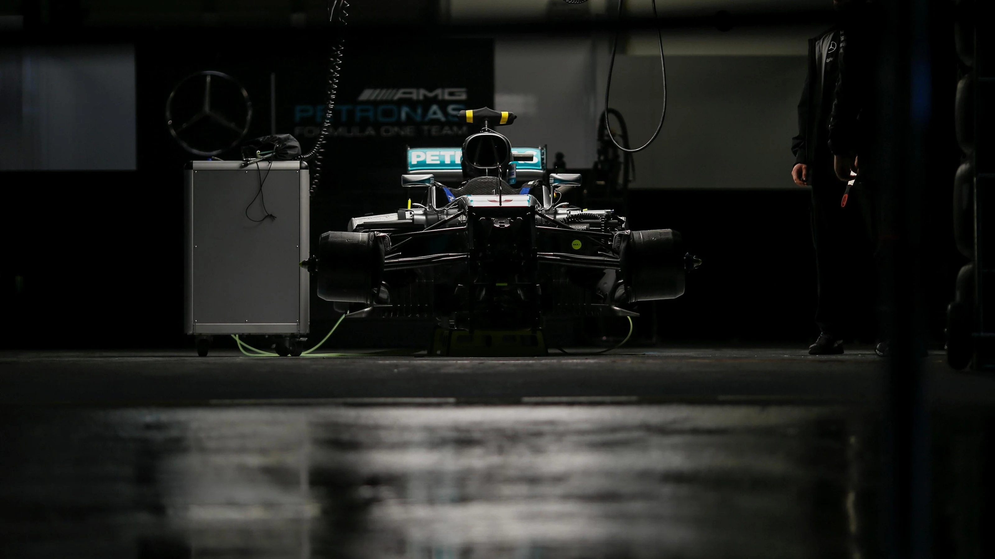Mercedes-Benz F1 W07 Hybrid in the garage at Formula One World Championship, Rd3, Chinese Grand