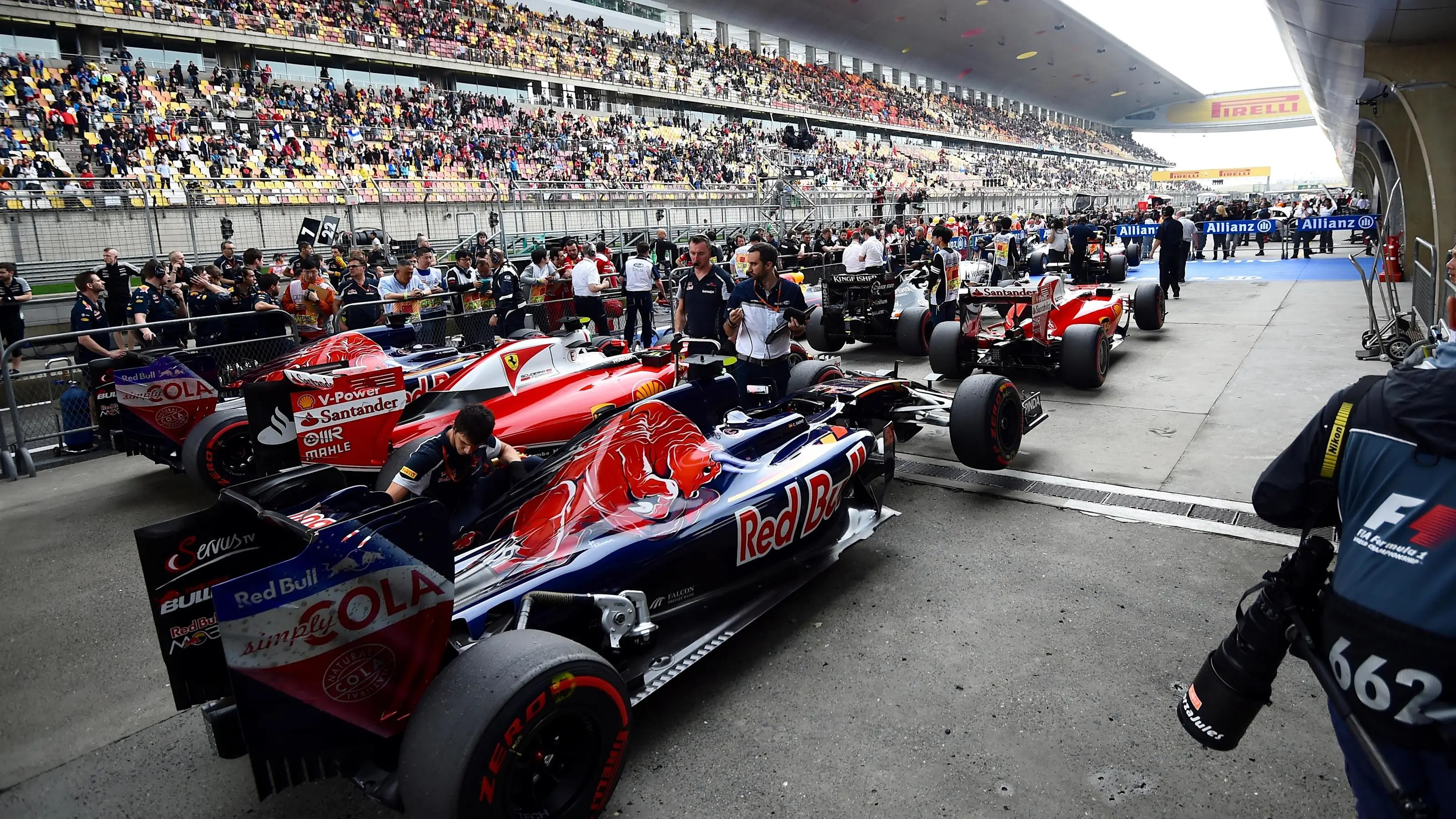 Cars in parc ferme at Formula One World Championship, Rd3, Chinese Grand Prix, Qualifying,