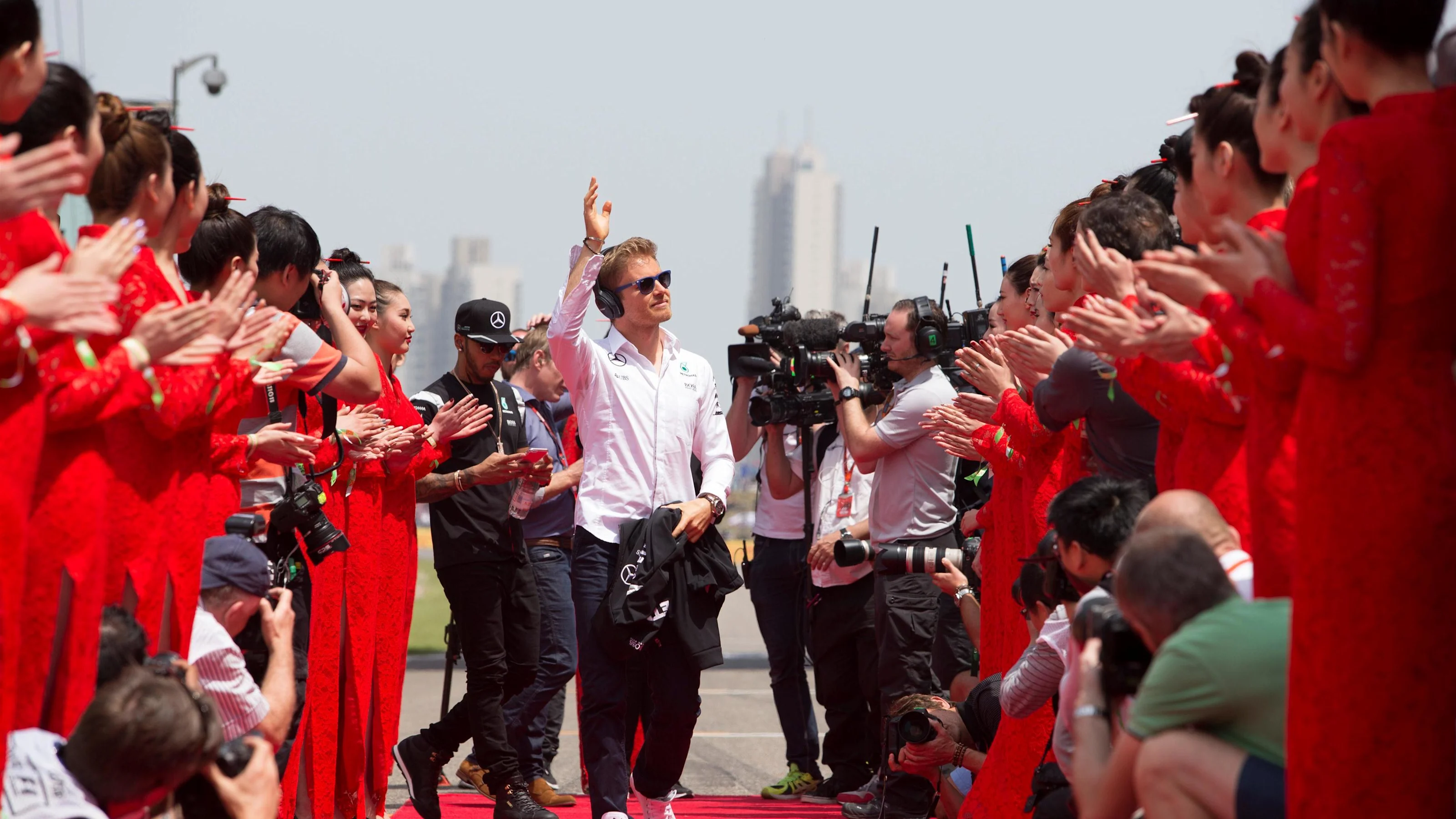 Nico Rosberg (GER) Mercedes AMG F1 on the drivers parade at Formula One World Championship, Rd3,