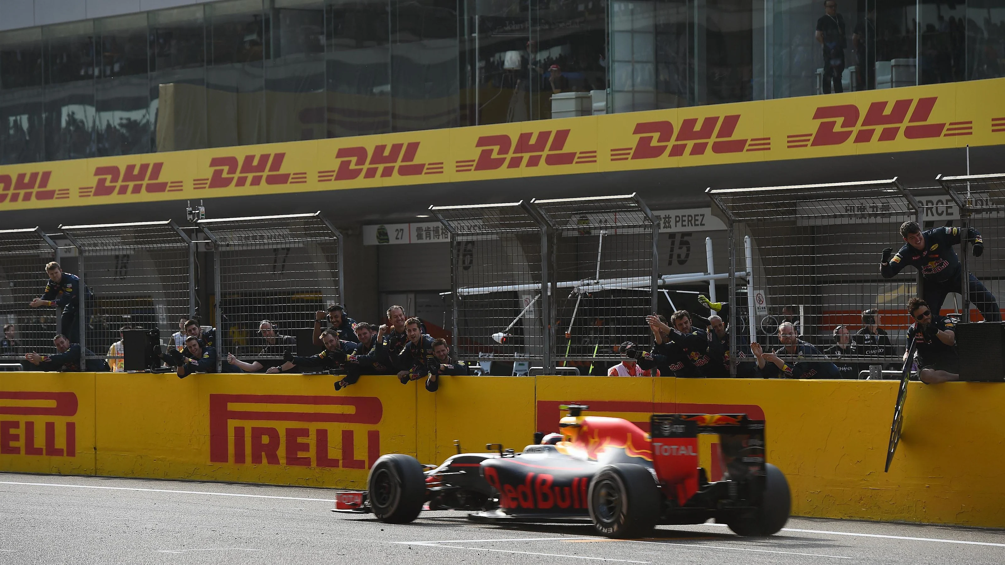 Daniil Kvyat (RUS) Red Bull Racing RB12 crosses the line at Formula One World Championship, Rd3,