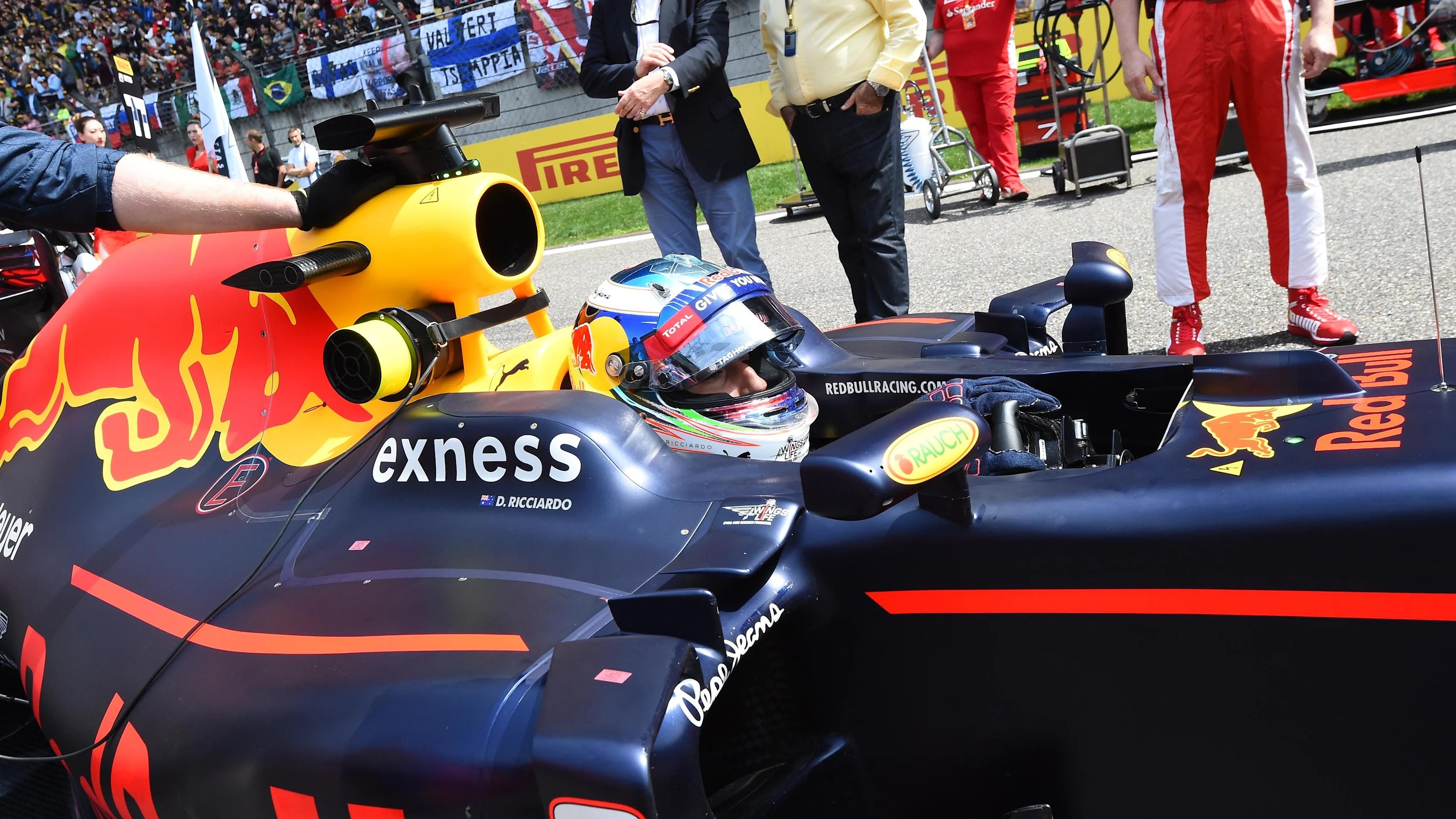 Daniel Ricciardo (AUS) Red Bull Racing RB12 on the grid at Formula One World Championship, Rd3,