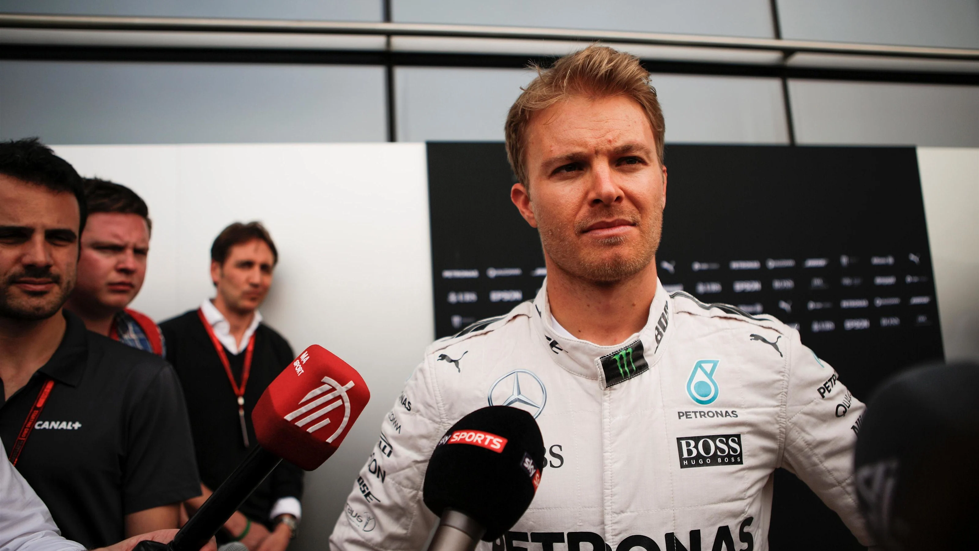 Nico Rosberg (GER) Mercedes AMG F1 talks to the media at Formula One World Championship, Rd3,