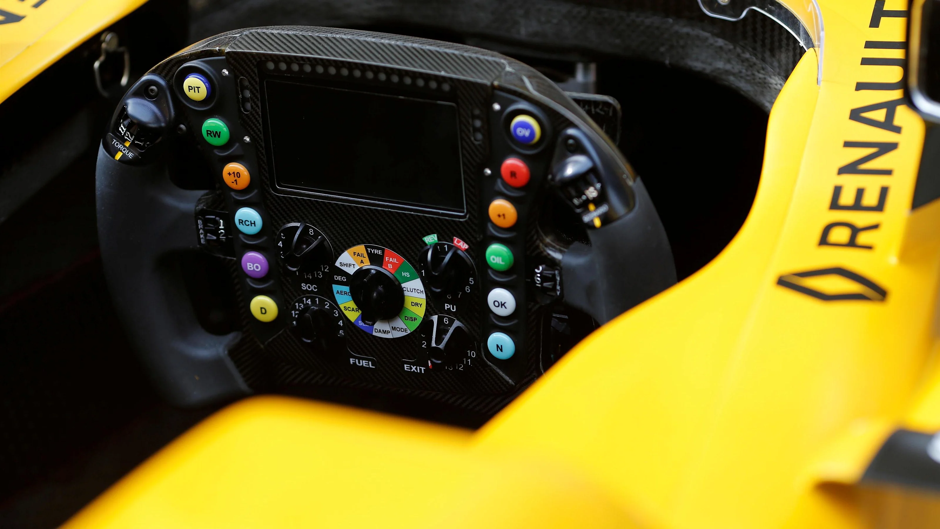 Renault Sport F1 Team RS16 stearing wheel detail at Formula One World Championship, Rd3, Chinese