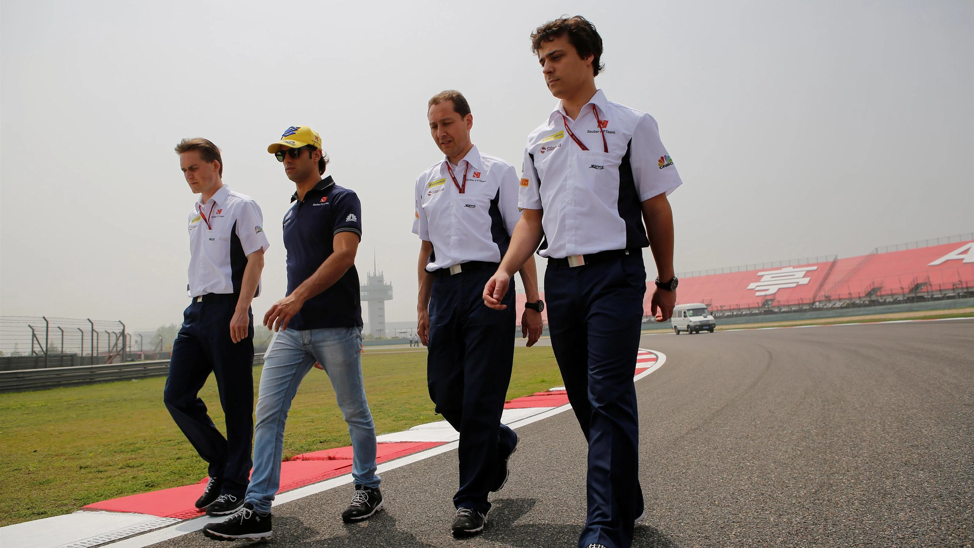 Felipe Nasr (BRA) Sauber walks the track at Formula One World Championship, Rd3, Chinese Grand