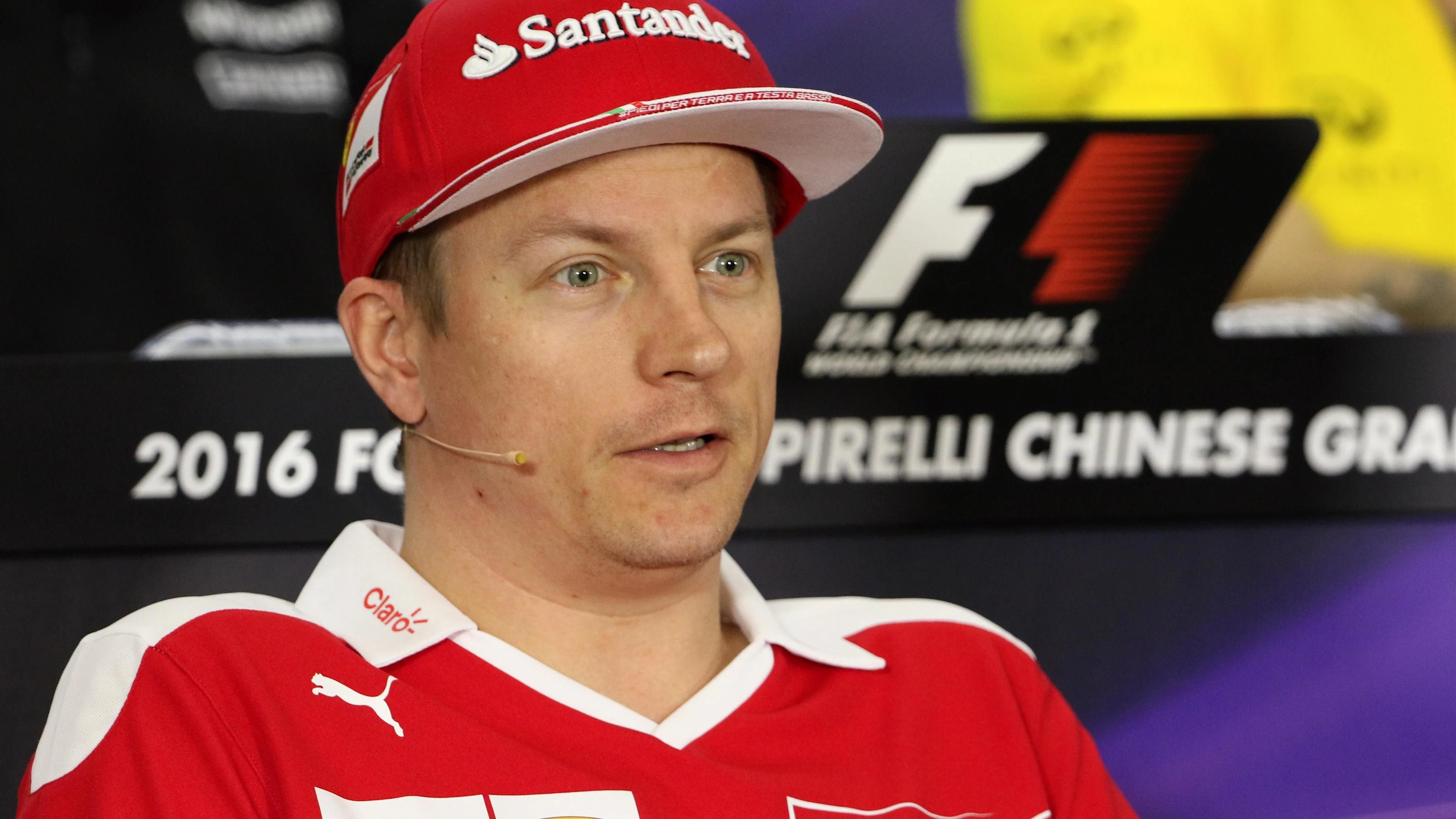 Kimi Raikkonen (FIN) Ferrari in the Press Conference at Formula One World Championship, Rd3,